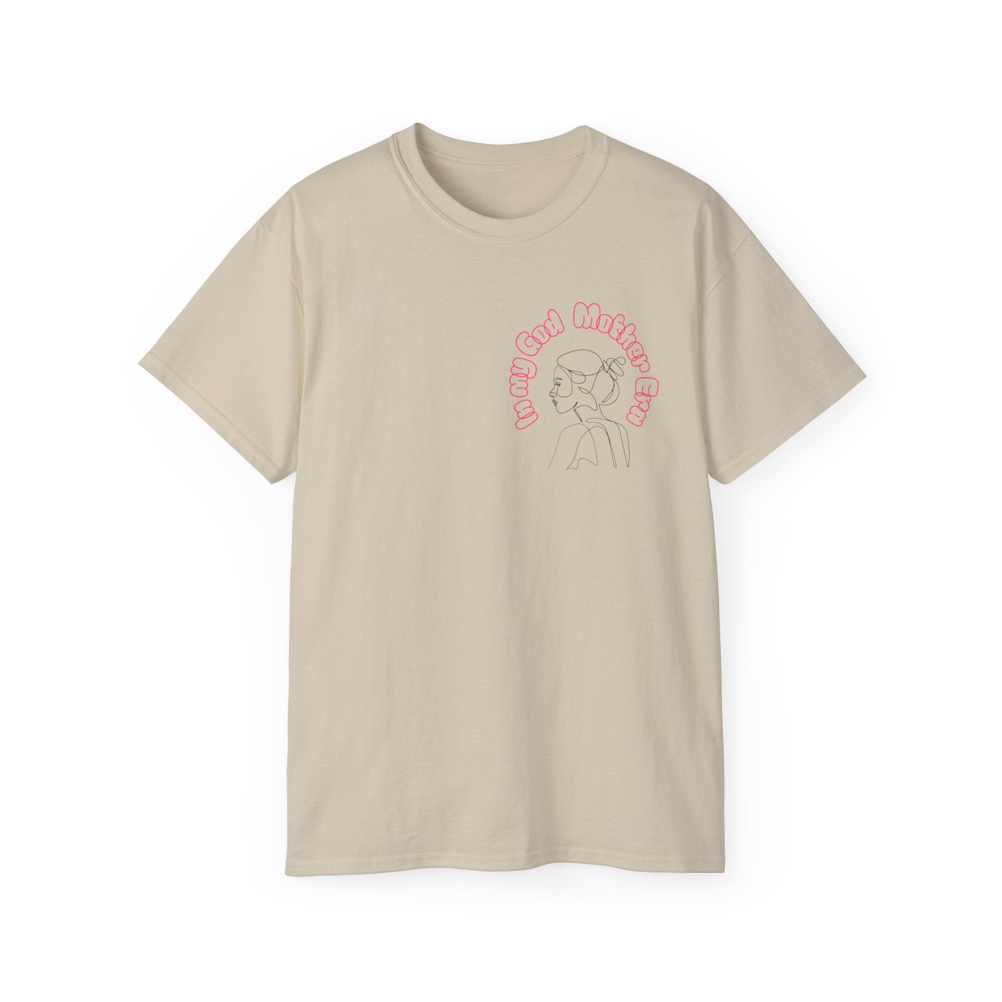 Retro Line Art 'My God Mother' Cotton Tee