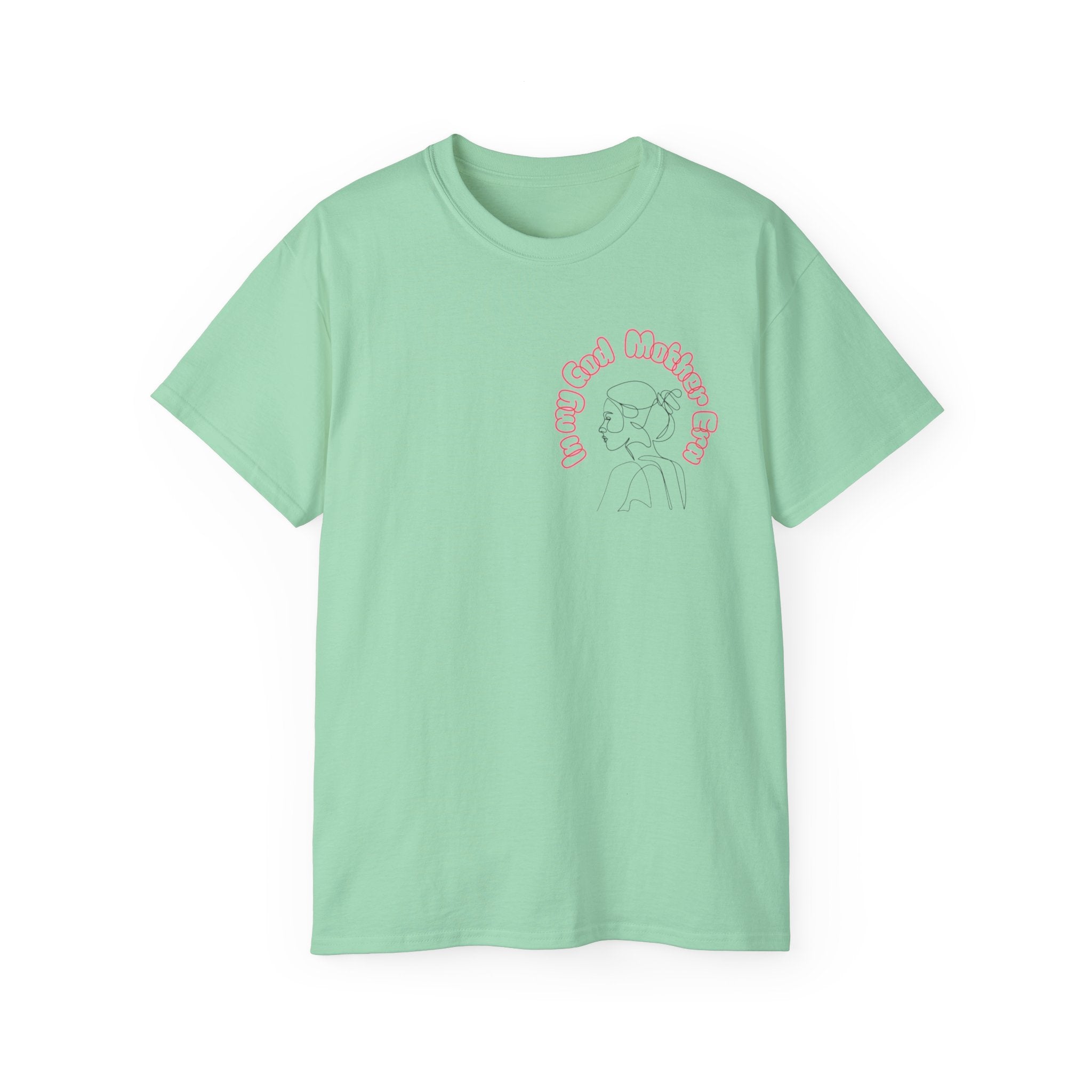 Retro Line Art 'My God Mother' Cotton Tee