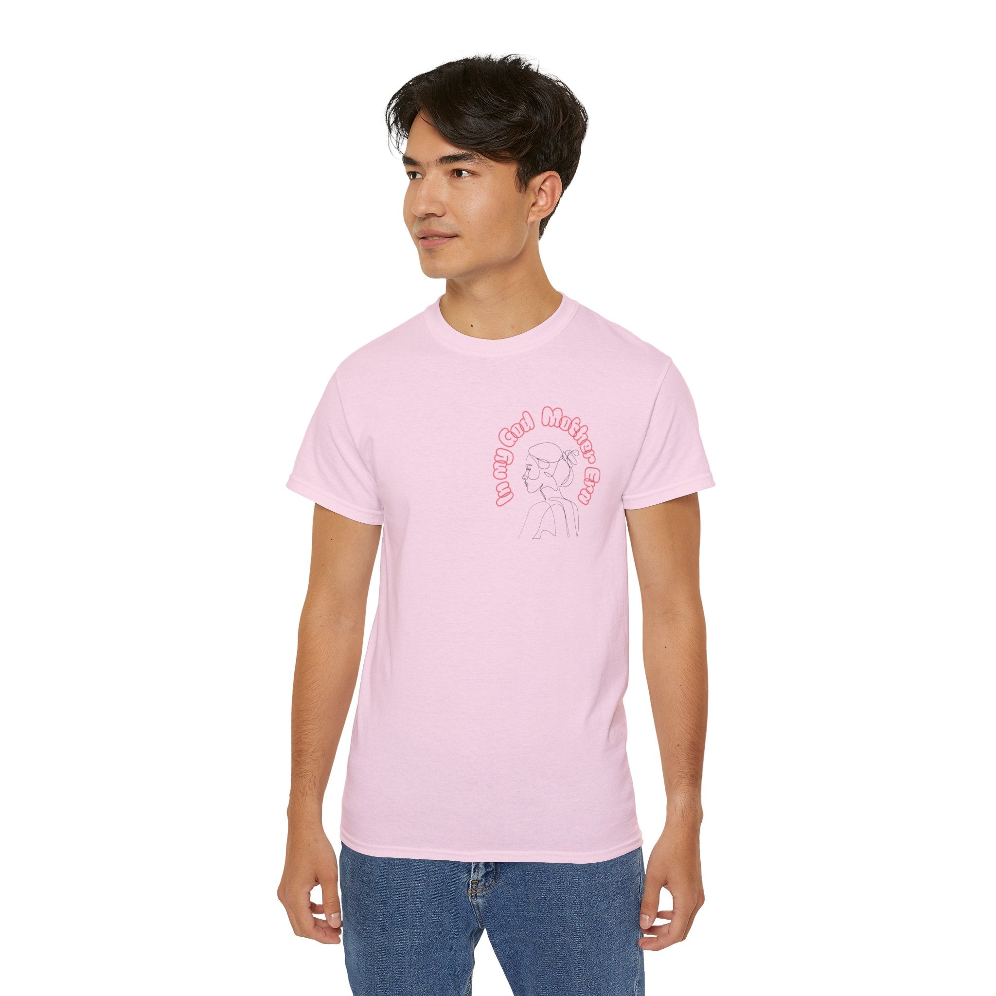 Retro Line Art 'My God Mother' Cotton Tee