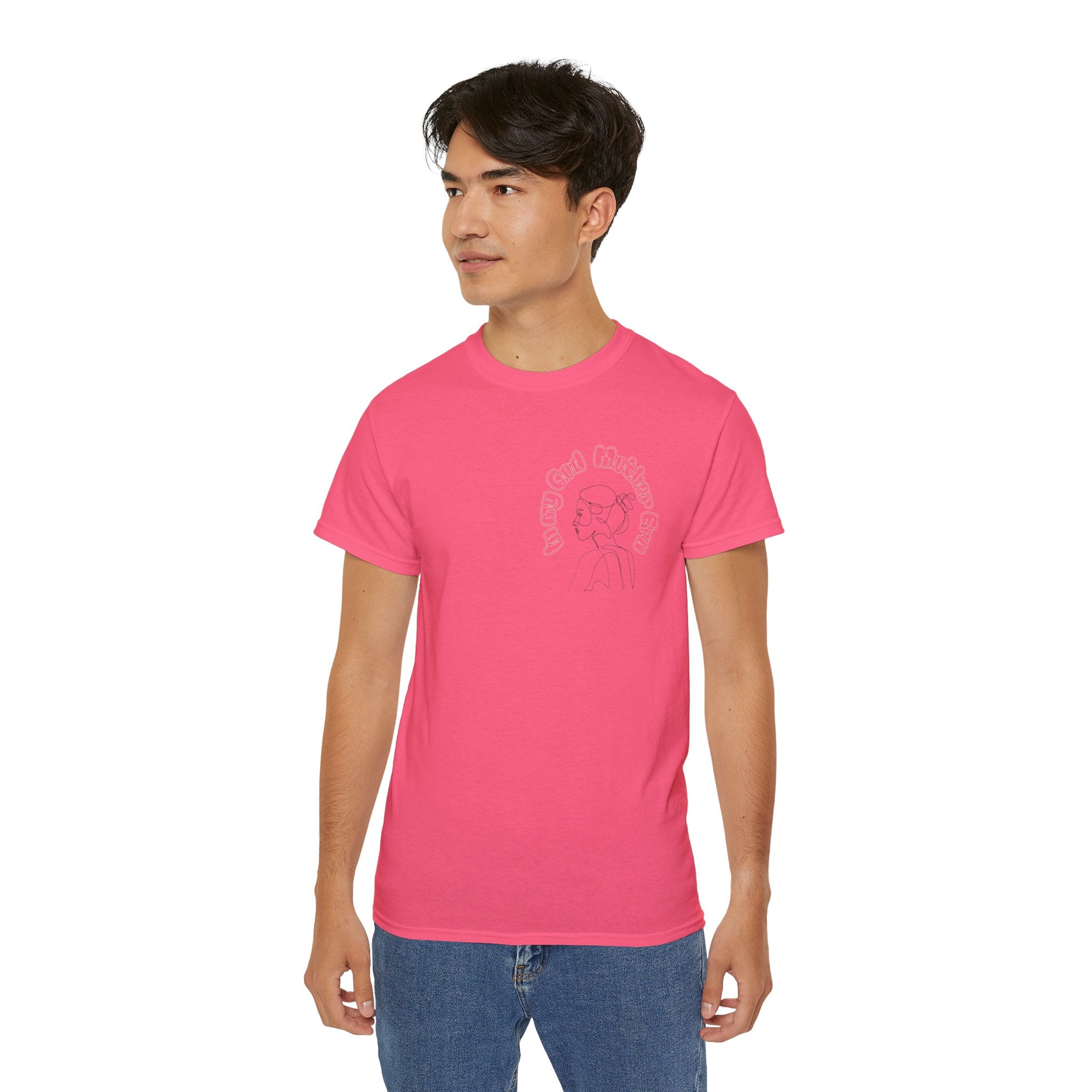 Retro Line Art 'My God Mother' Cotton Tee