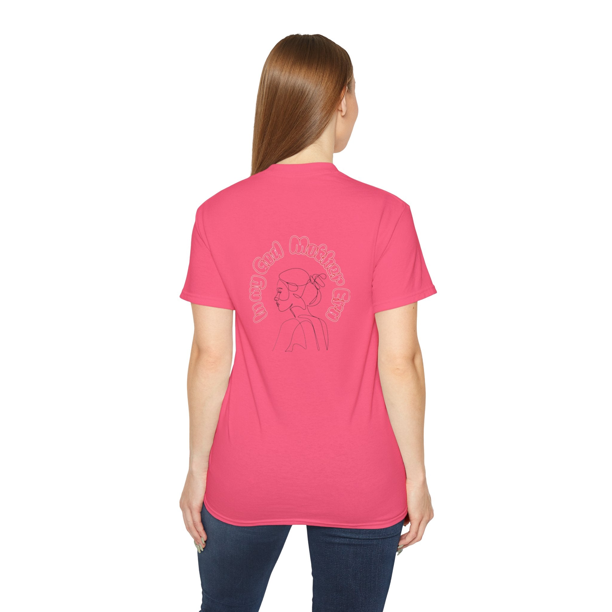 Retro Line Art 'My God Mother' Cotton Tee