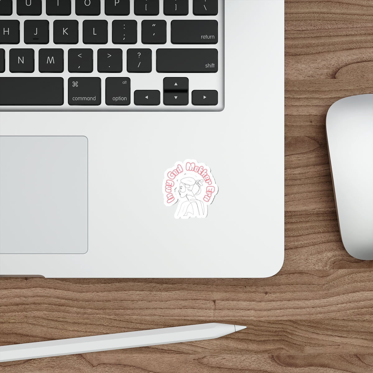 Die-Cut Sticker — "In My God Mother Era" Retro Line Art Girl, Pink Vinyl Laptop Sticker