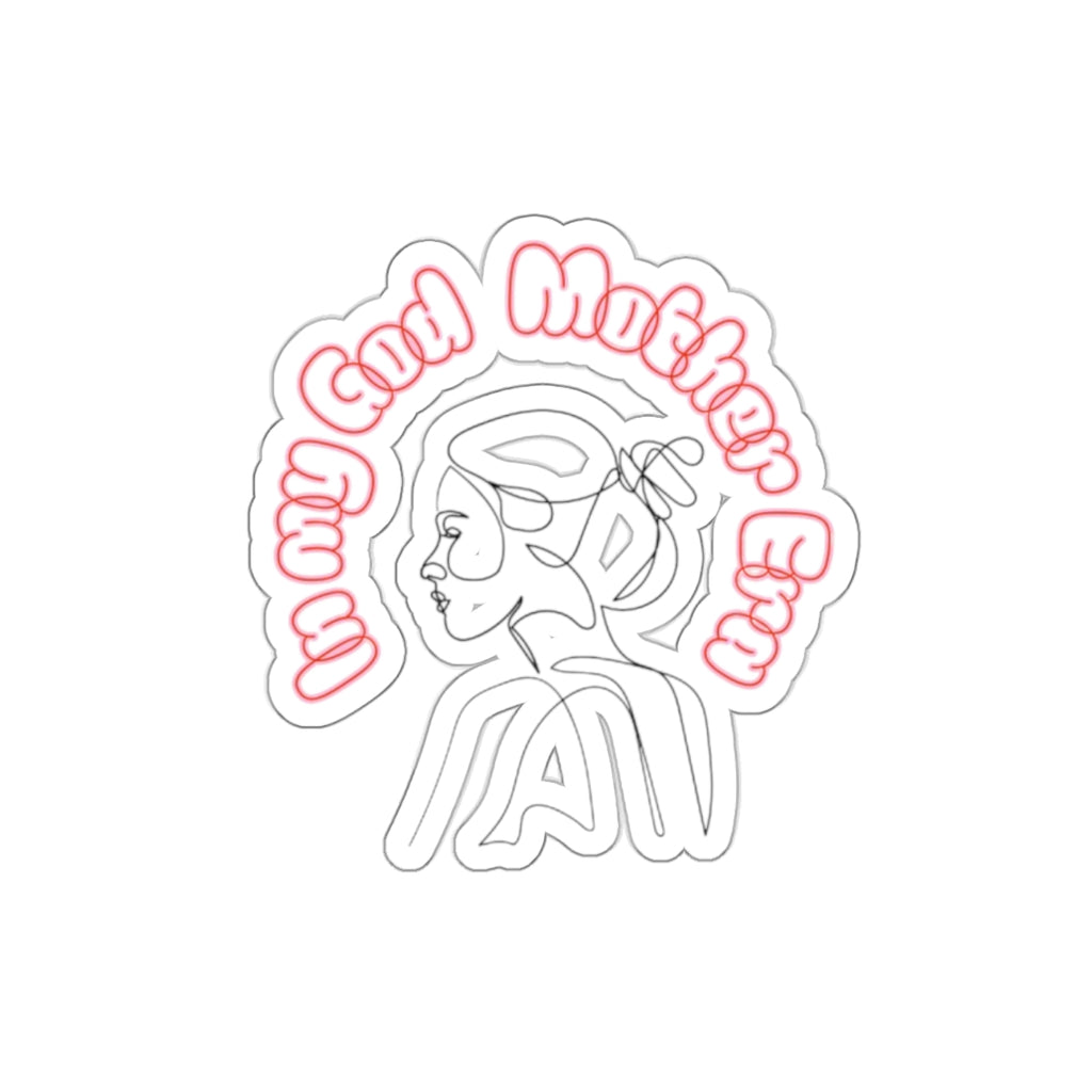 Die-Cut Sticker — "In My God Mother Era" Retro Line Art Girl, Pink Vinyl Laptop Sticker
