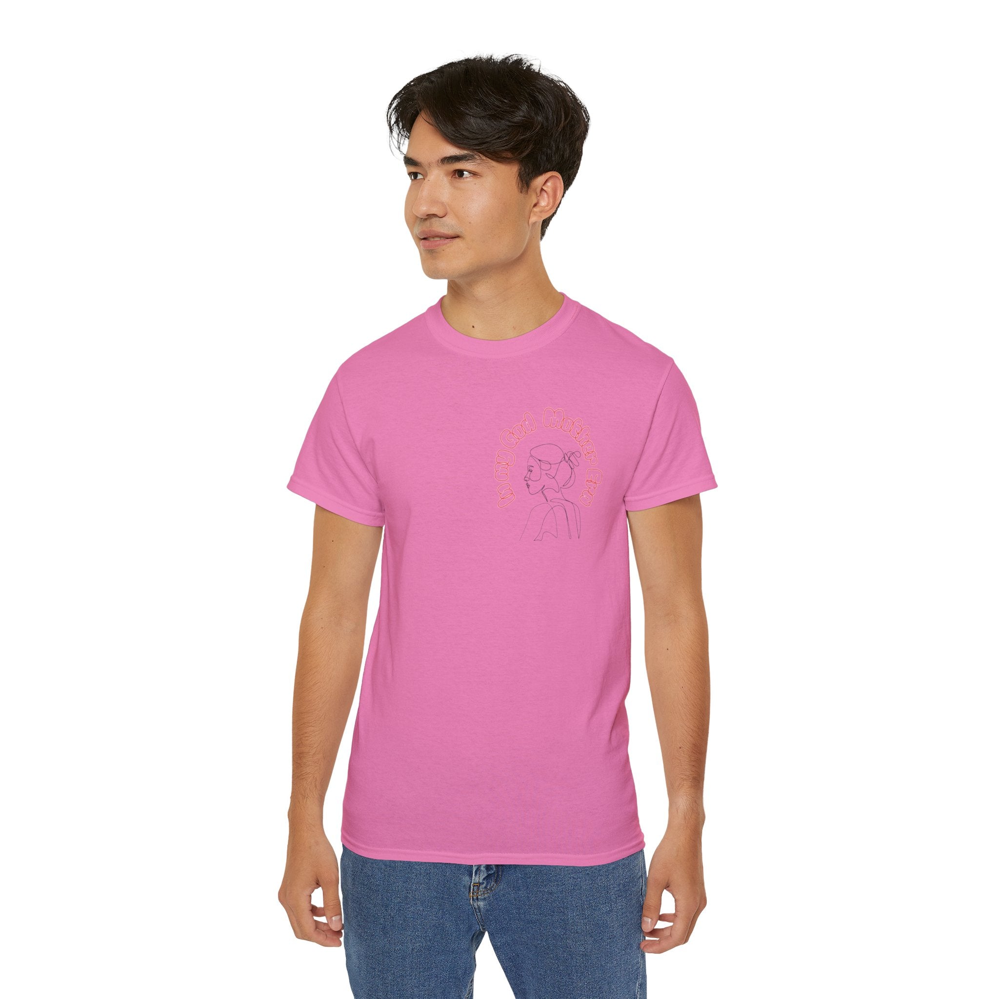 Retro Line Art 'My God Mother' Cotton Tee