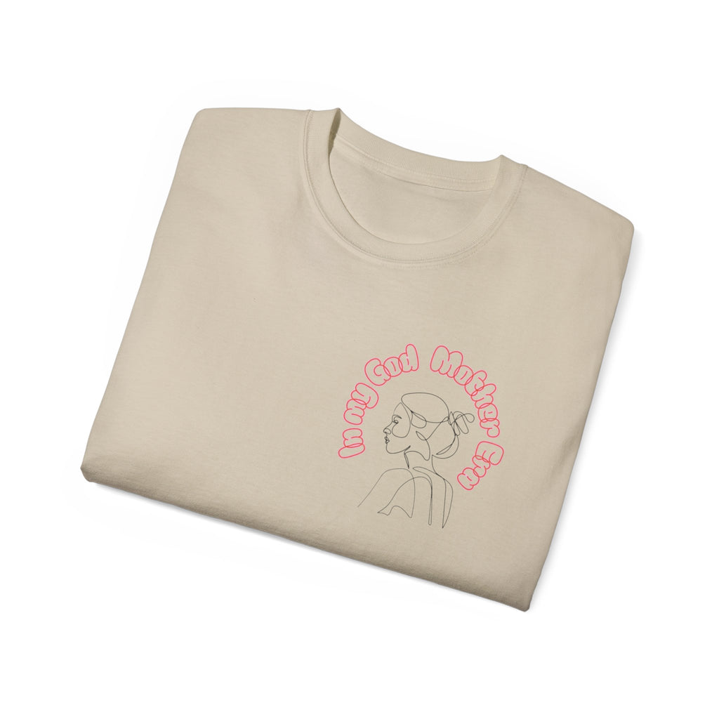 Retro Line Art 'My God Mother' Cotton Tee