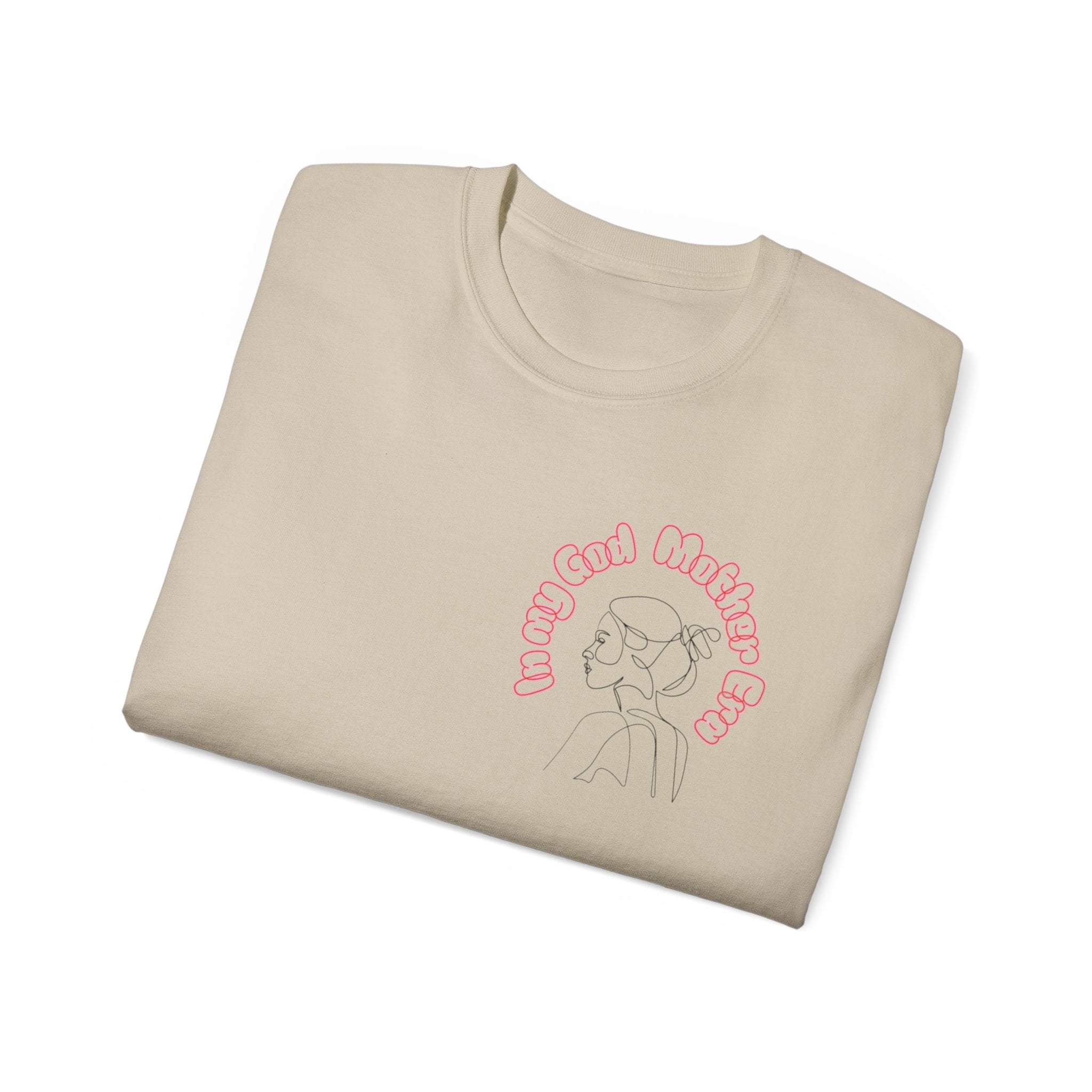 Retro Line Art 'My God Mother' Cotton Tee