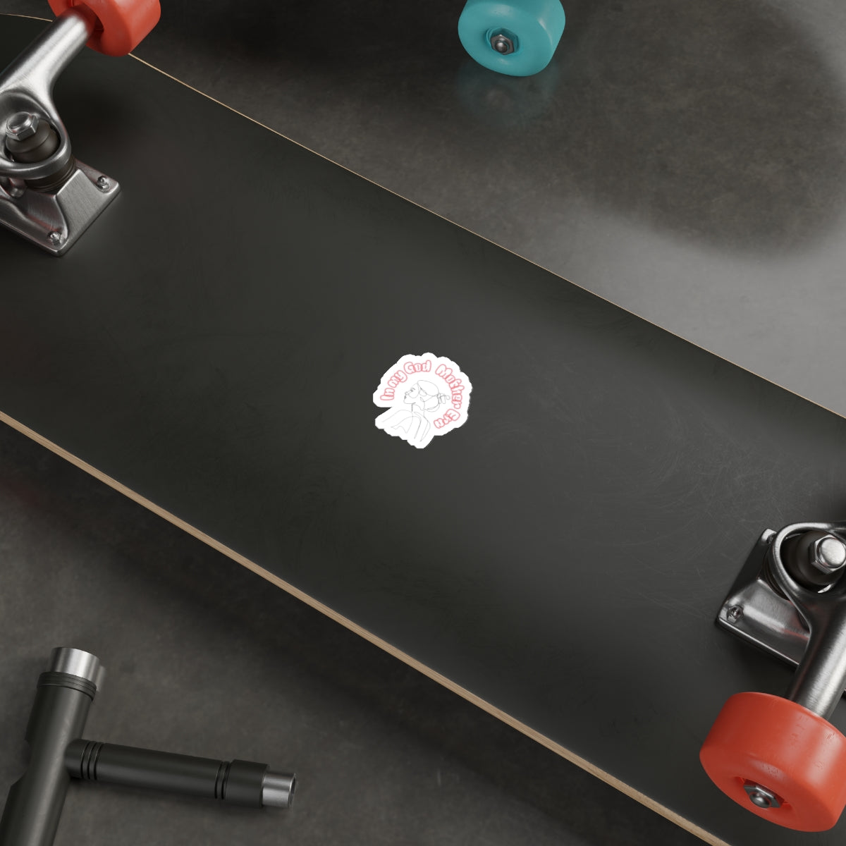 Die-Cut Sticker — "In My God Mother Era" Retro Line Art Girl, Pink Vinyl Laptop Sticker