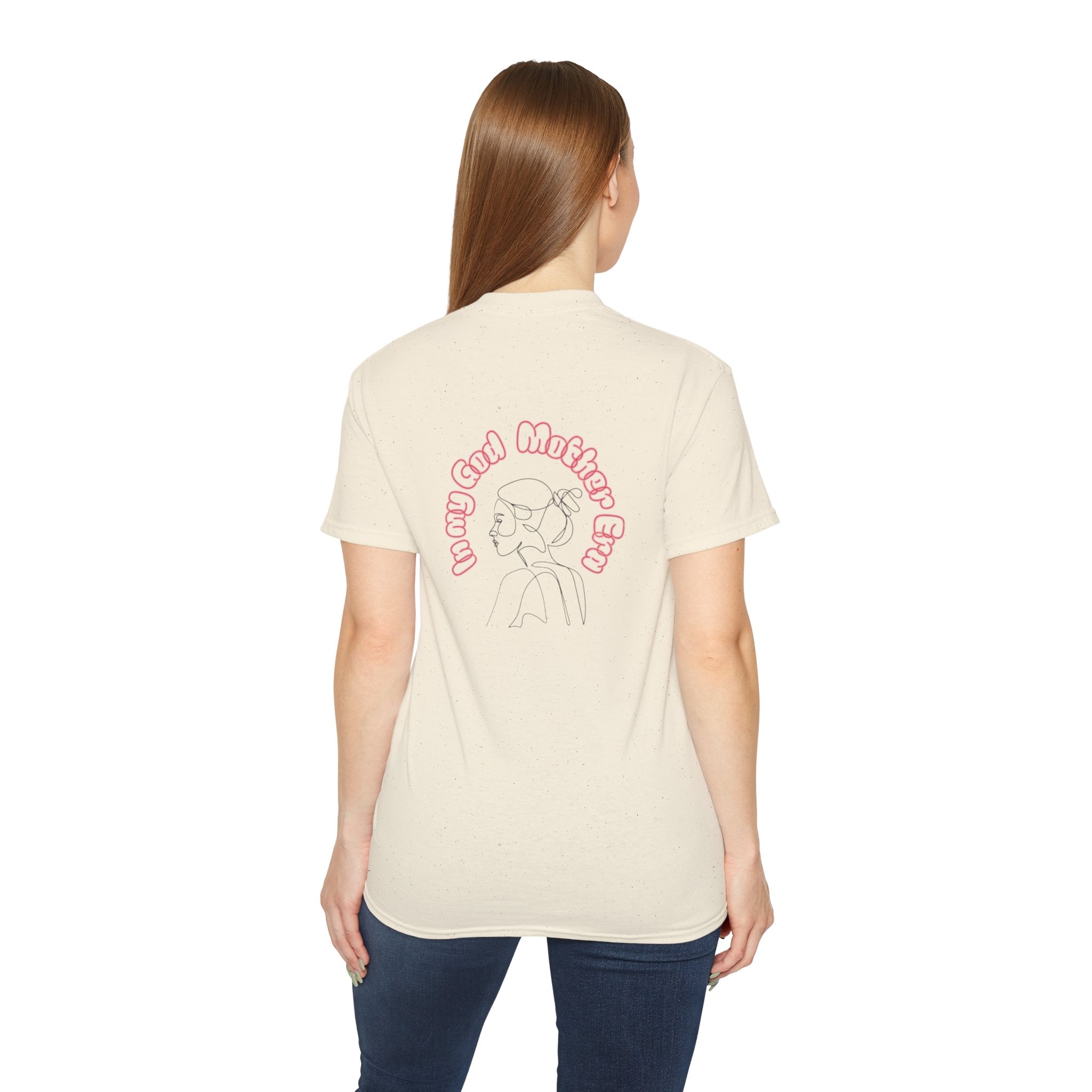 Retro Line Art 'My God Mother' Cotton Tee