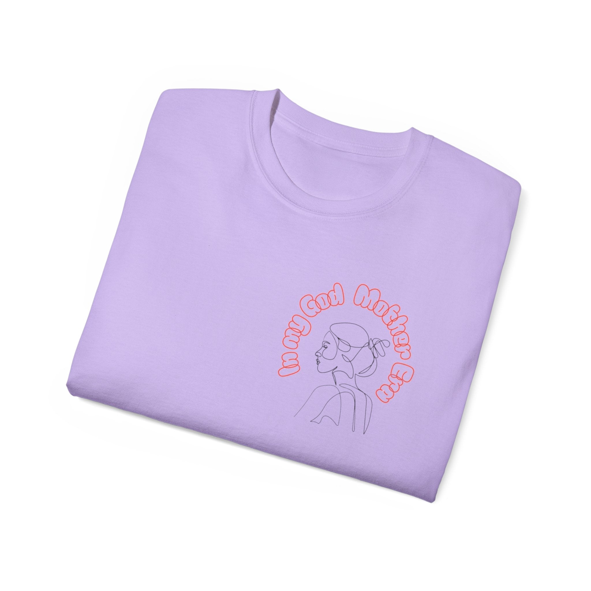Retro Line Art 'My God Mother' Cotton Tee