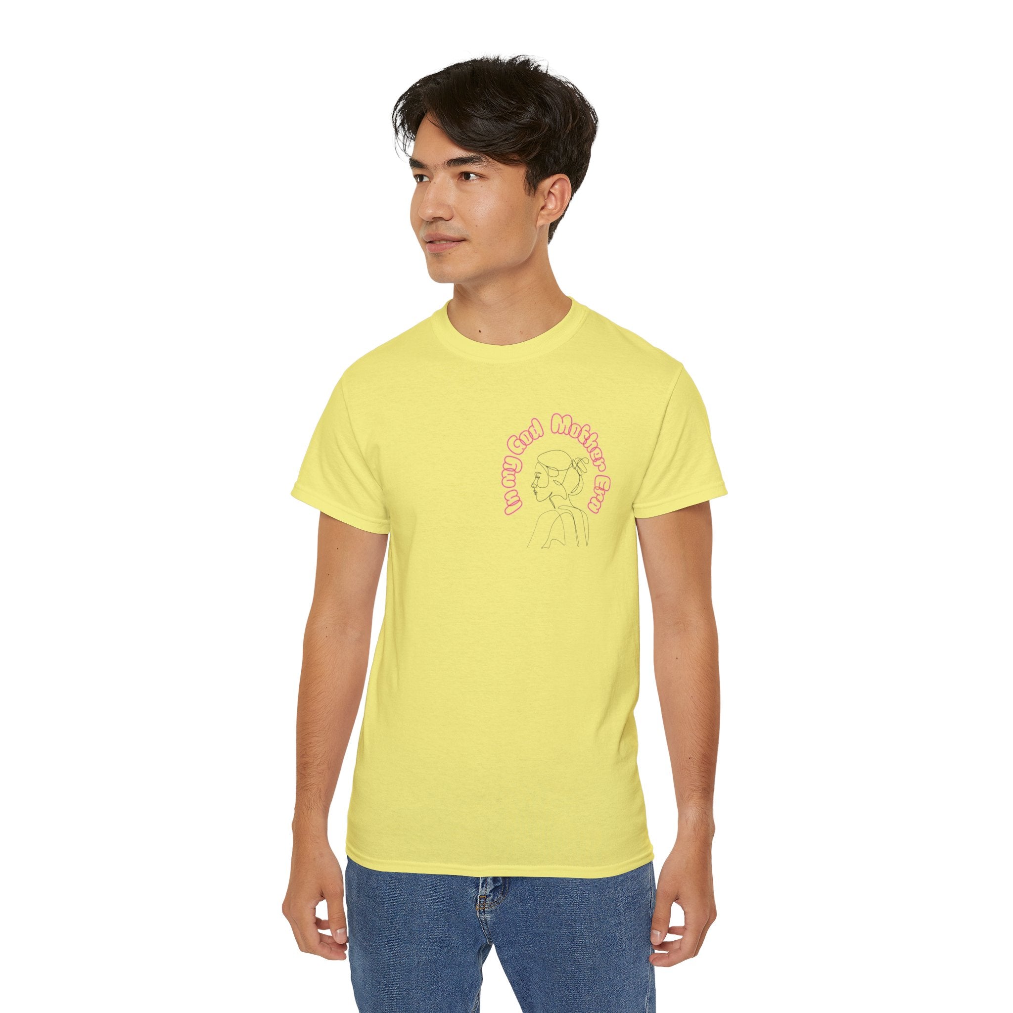 Retro Line Art 'My God Mother' Cotton Tee