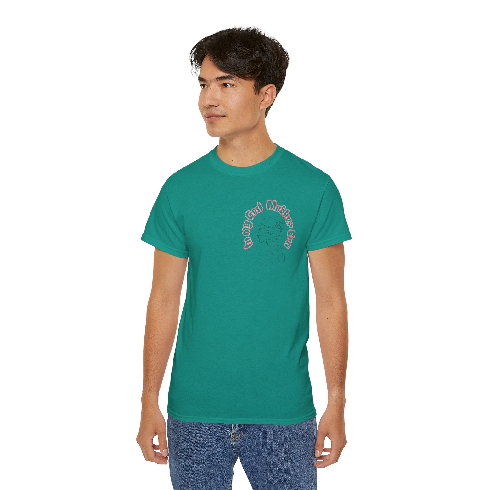 Retro Line Art 'My God Mother' Cotton Tee