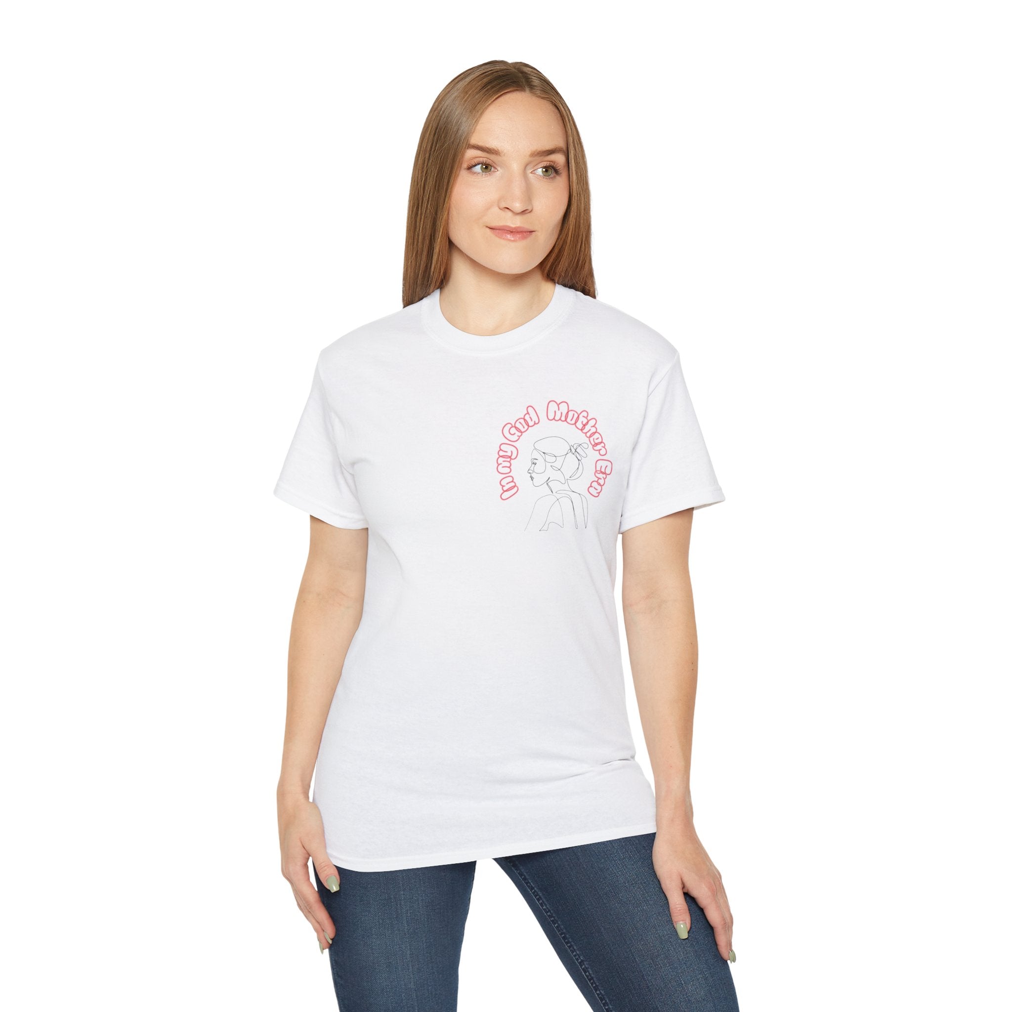 Retro Line Art 'My God Mother' Cotton Tee