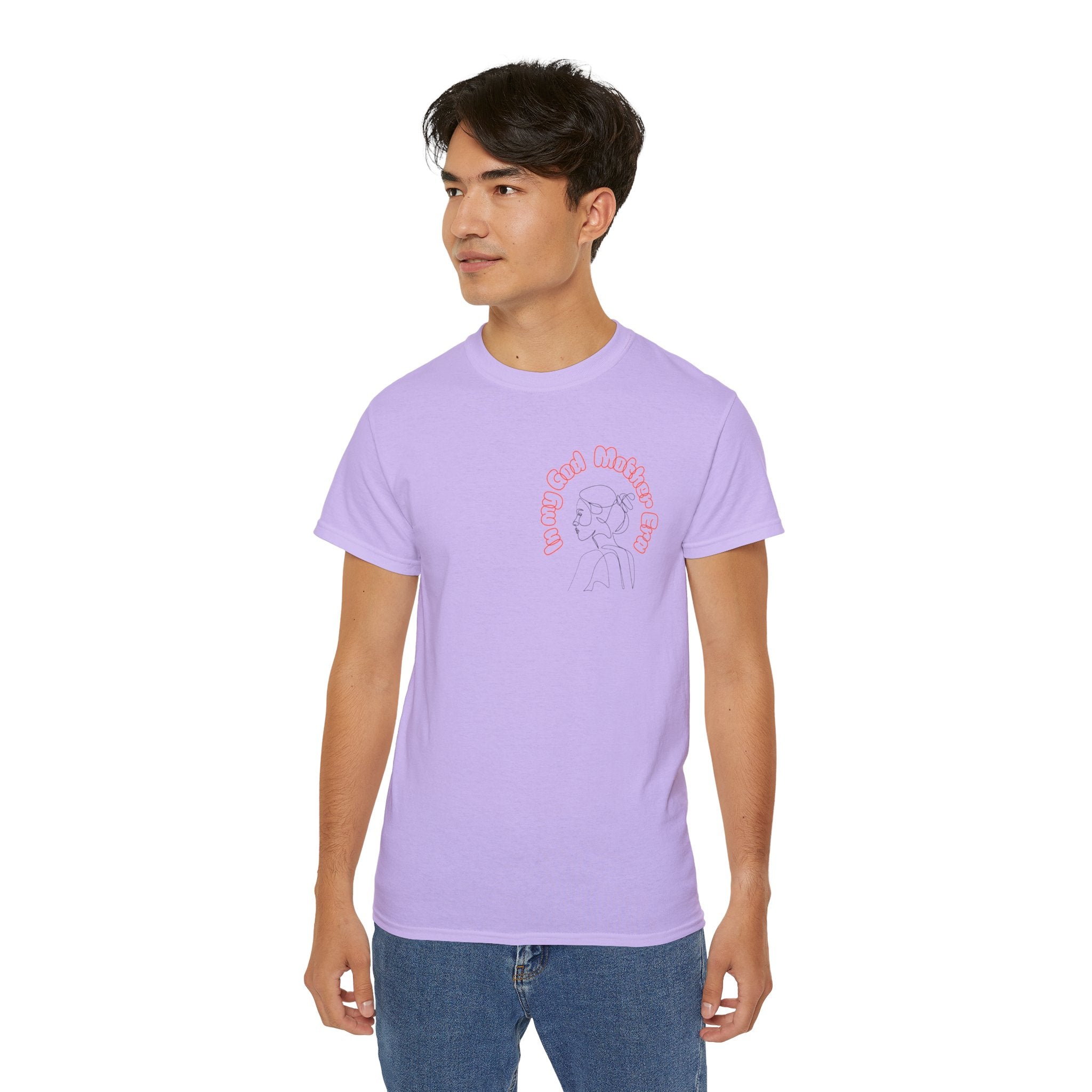 Retro Line Art 'My God Mother' Cotton Tee