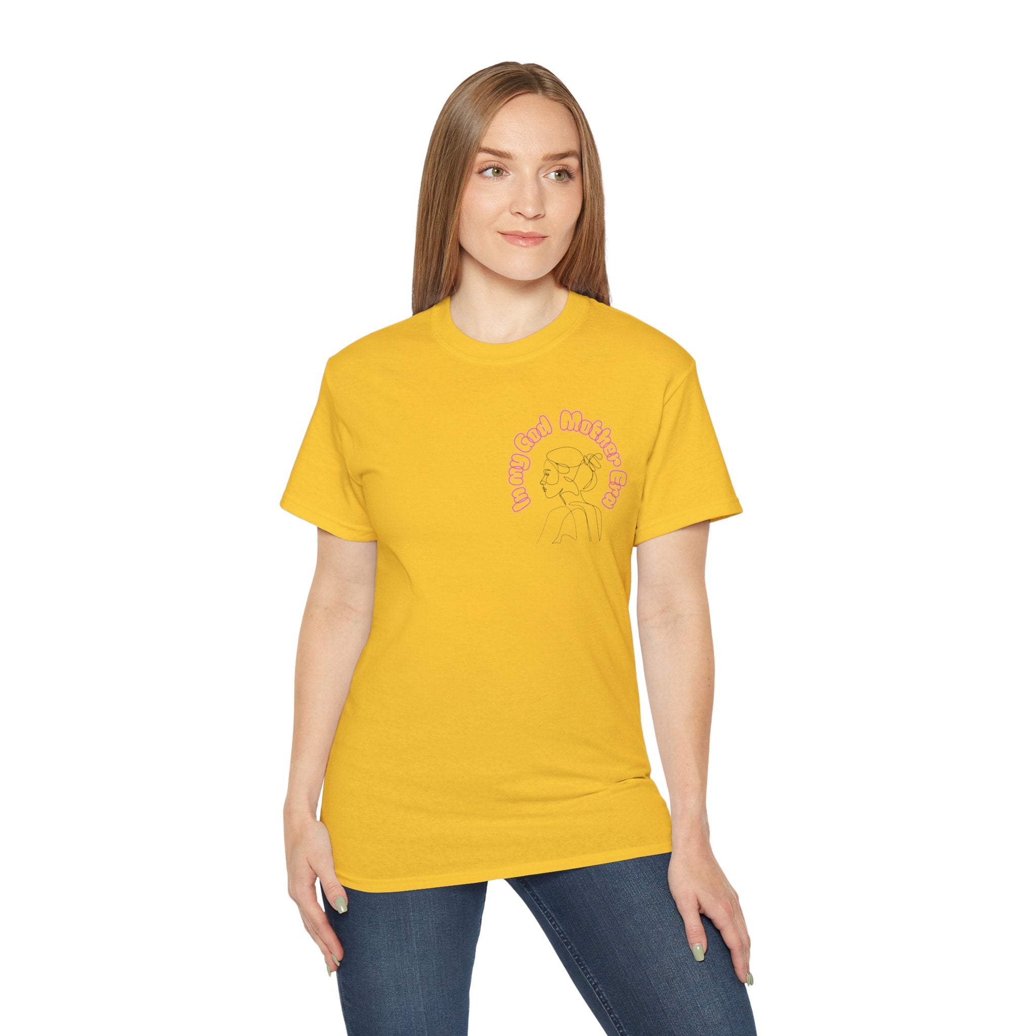 Retro Line Art 'My God Mother' Cotton Tee