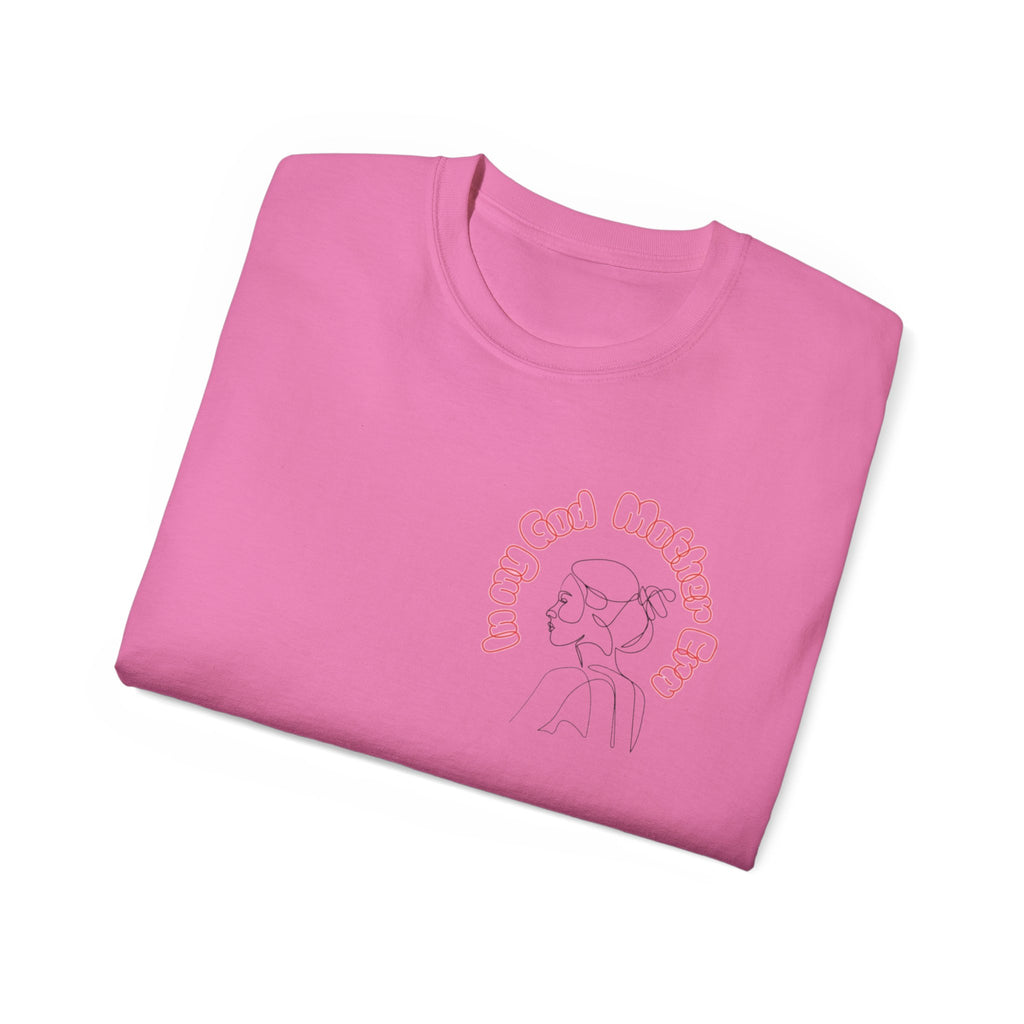 Retro Line Art 'My God Mother' Cotton Tee