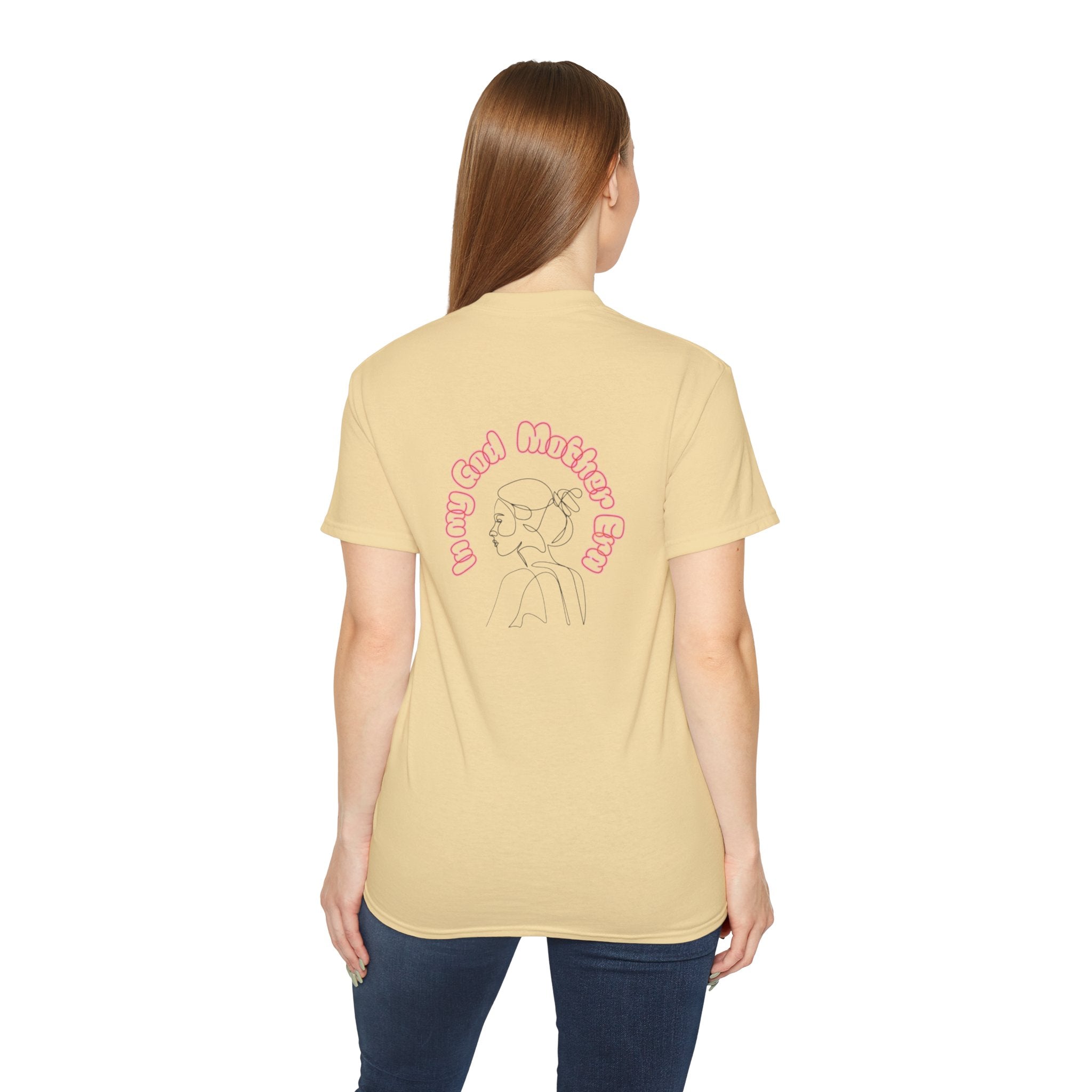 Retro Line Art 'My God Mother' Cotton Tee