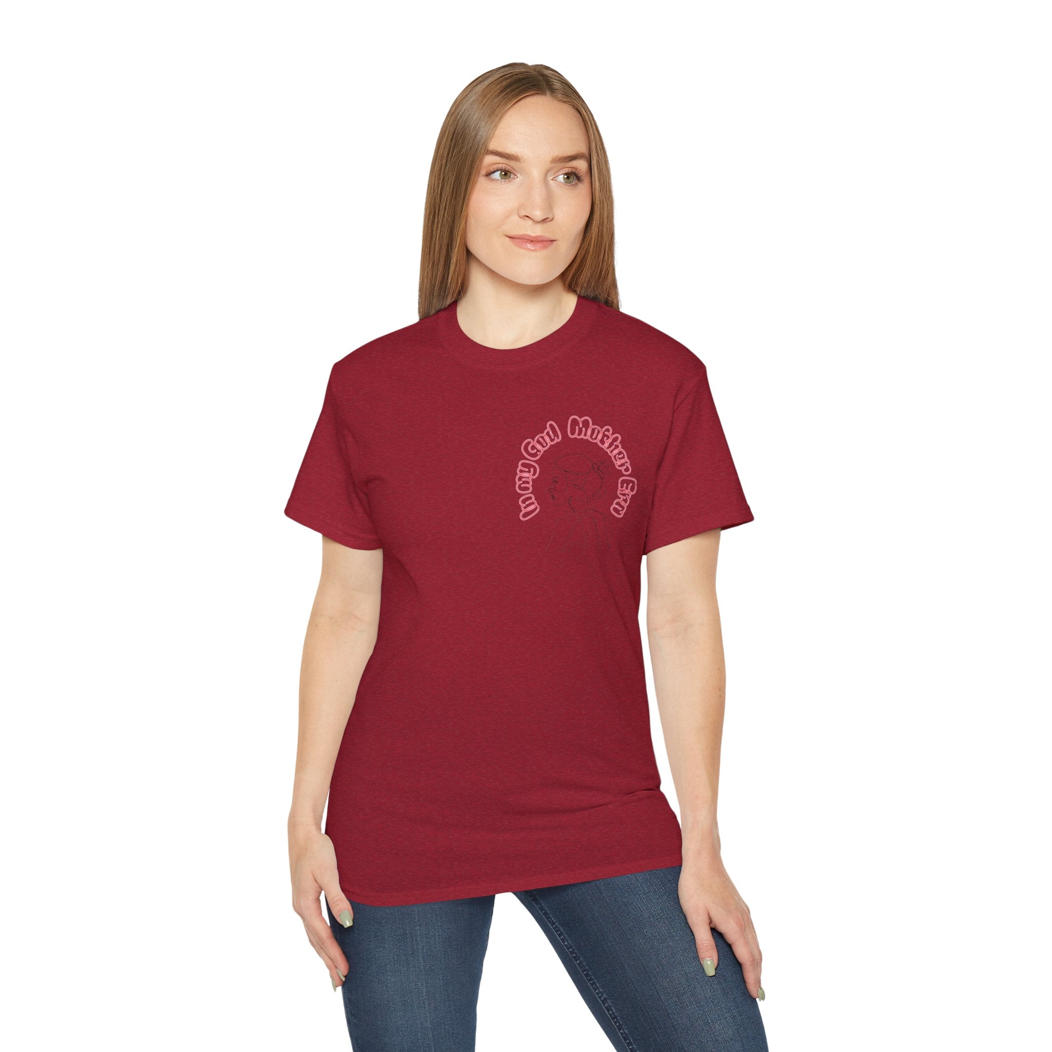 Retro Line Art 'My God Mother' Cotton Tee