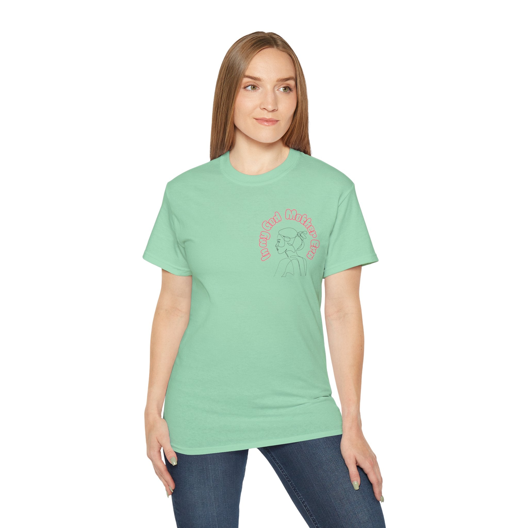 Retro Line Art 'My God Mother' Cotton Tee