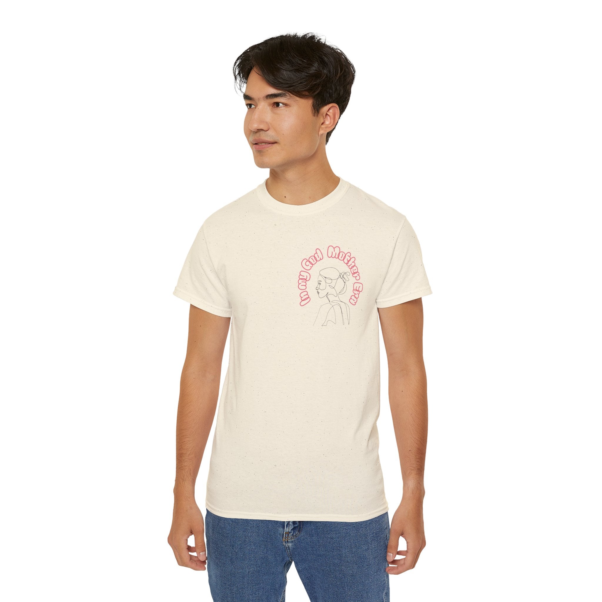 Retro Line Art 'My God Mother' Cotton Tee