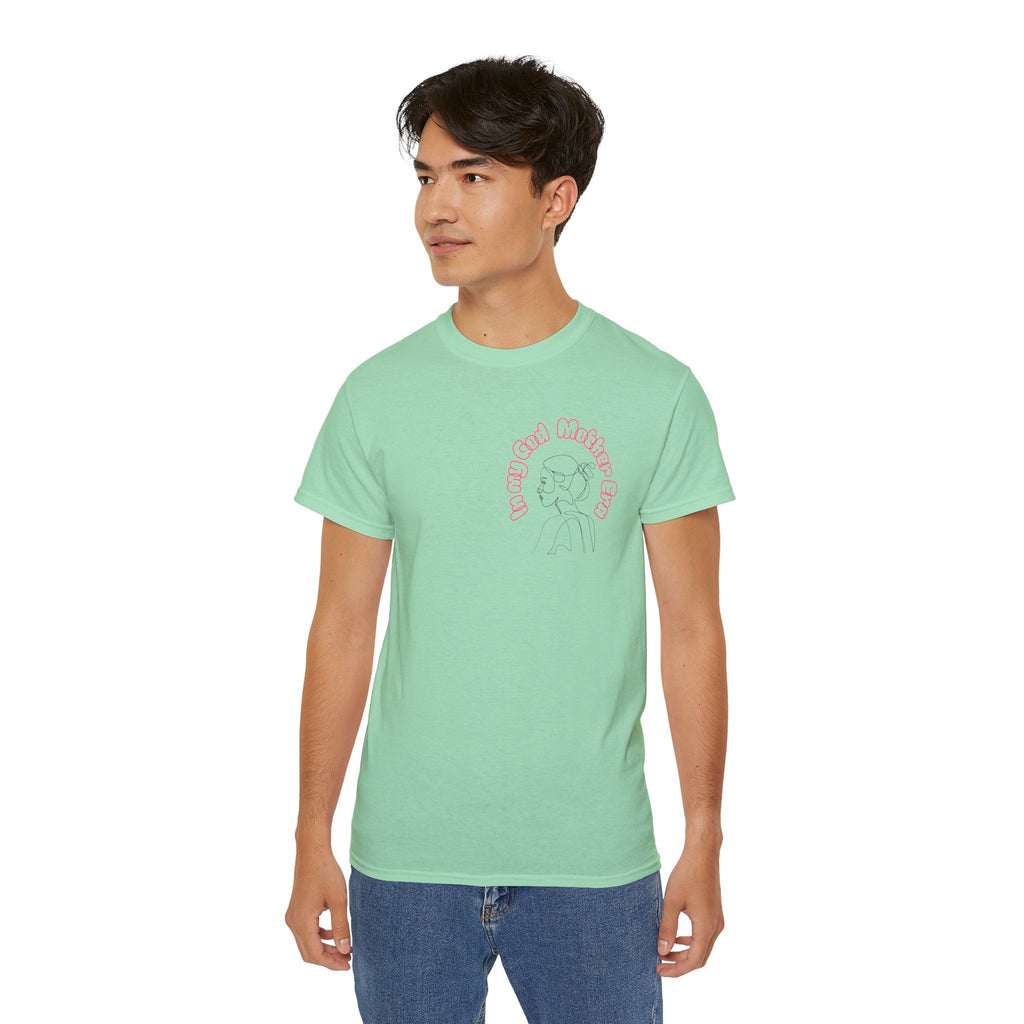 Retro Line Art 'My God Mother' Cotton Tee