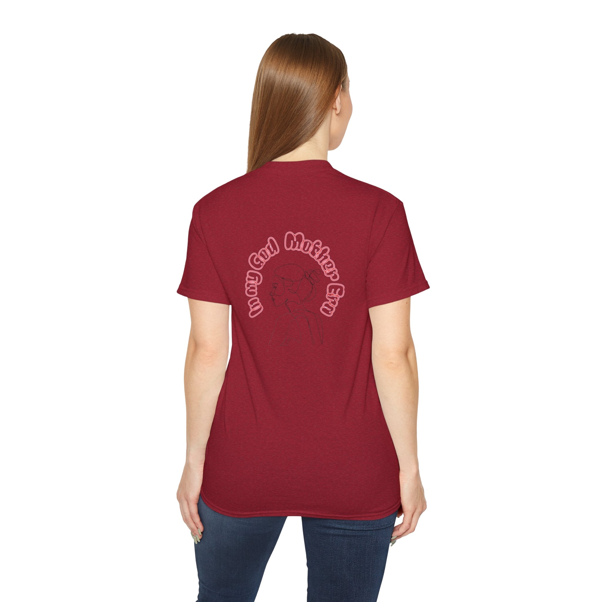 Retro Line Art 'My God Mother' Cotton Tee