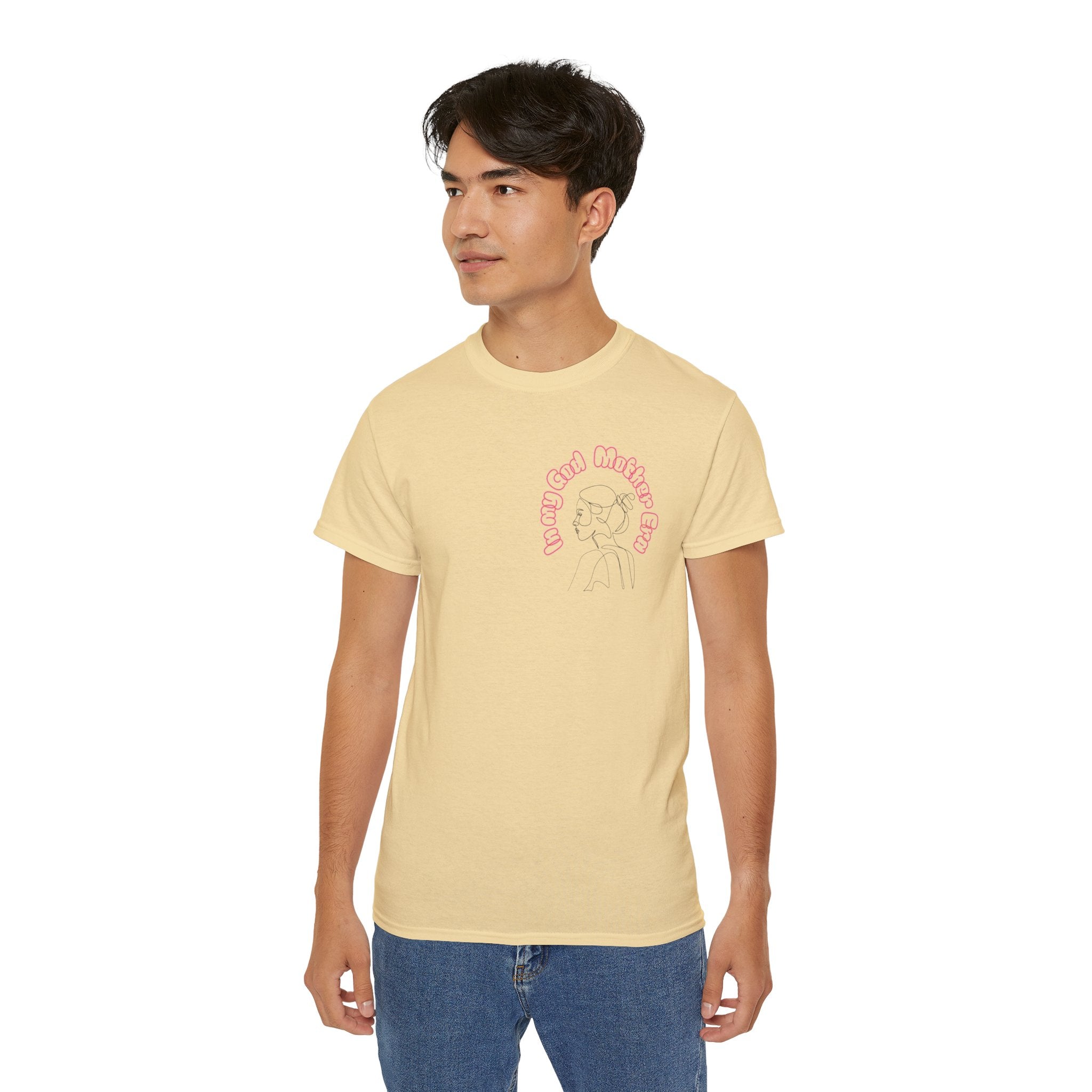 Retro Line Art 'My God Mother' Cotton Tee