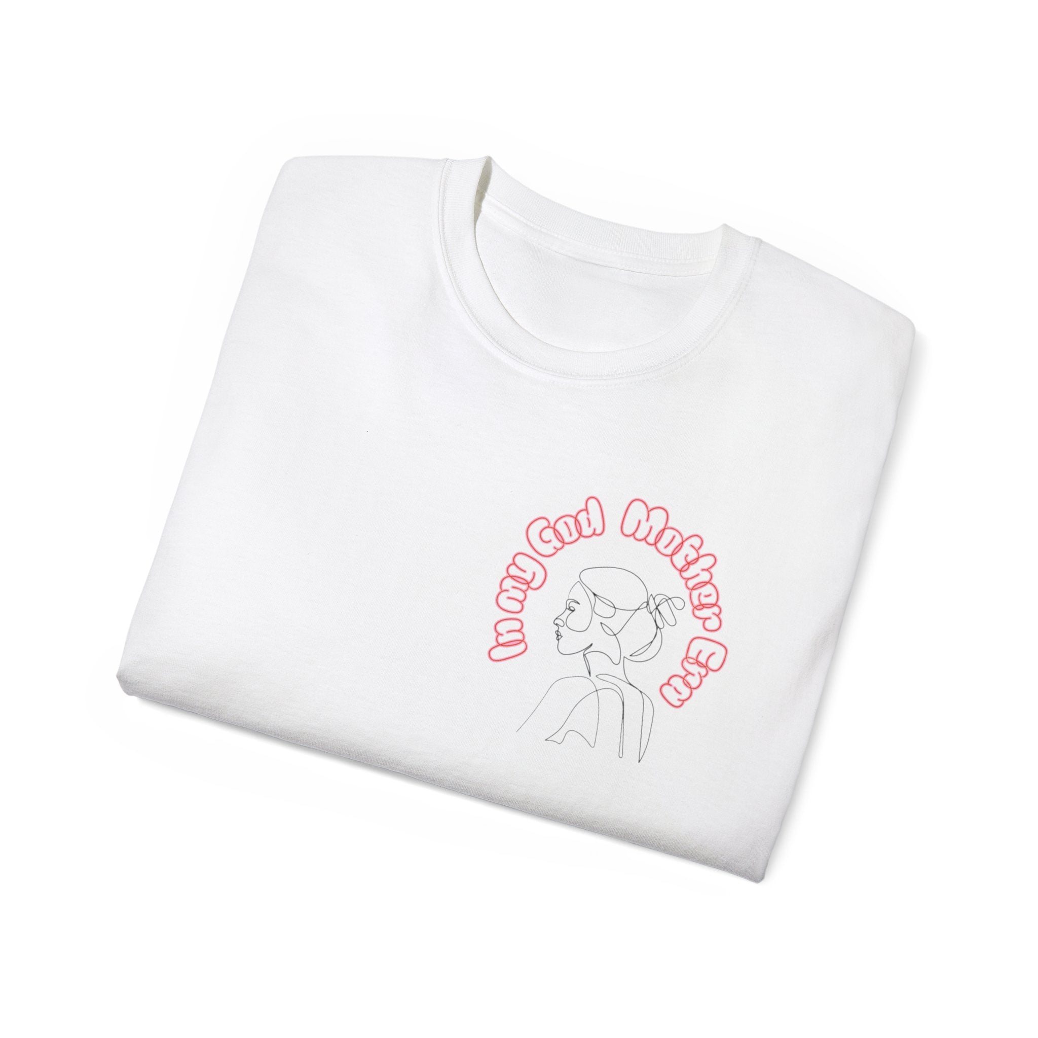 Retro Line Art 'My God Mother' Cotton Tee