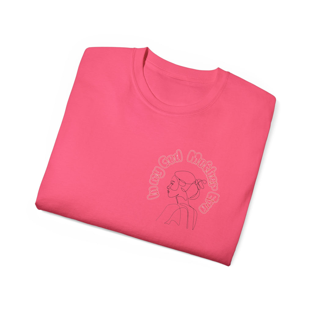 Retro Line Art 'My God Mother' Cotton Tee