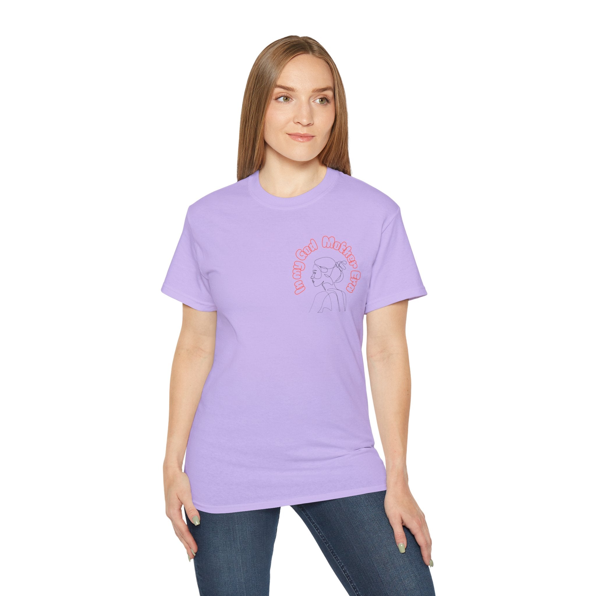 Retro Line Art 'My God Mother' Cotton Tee