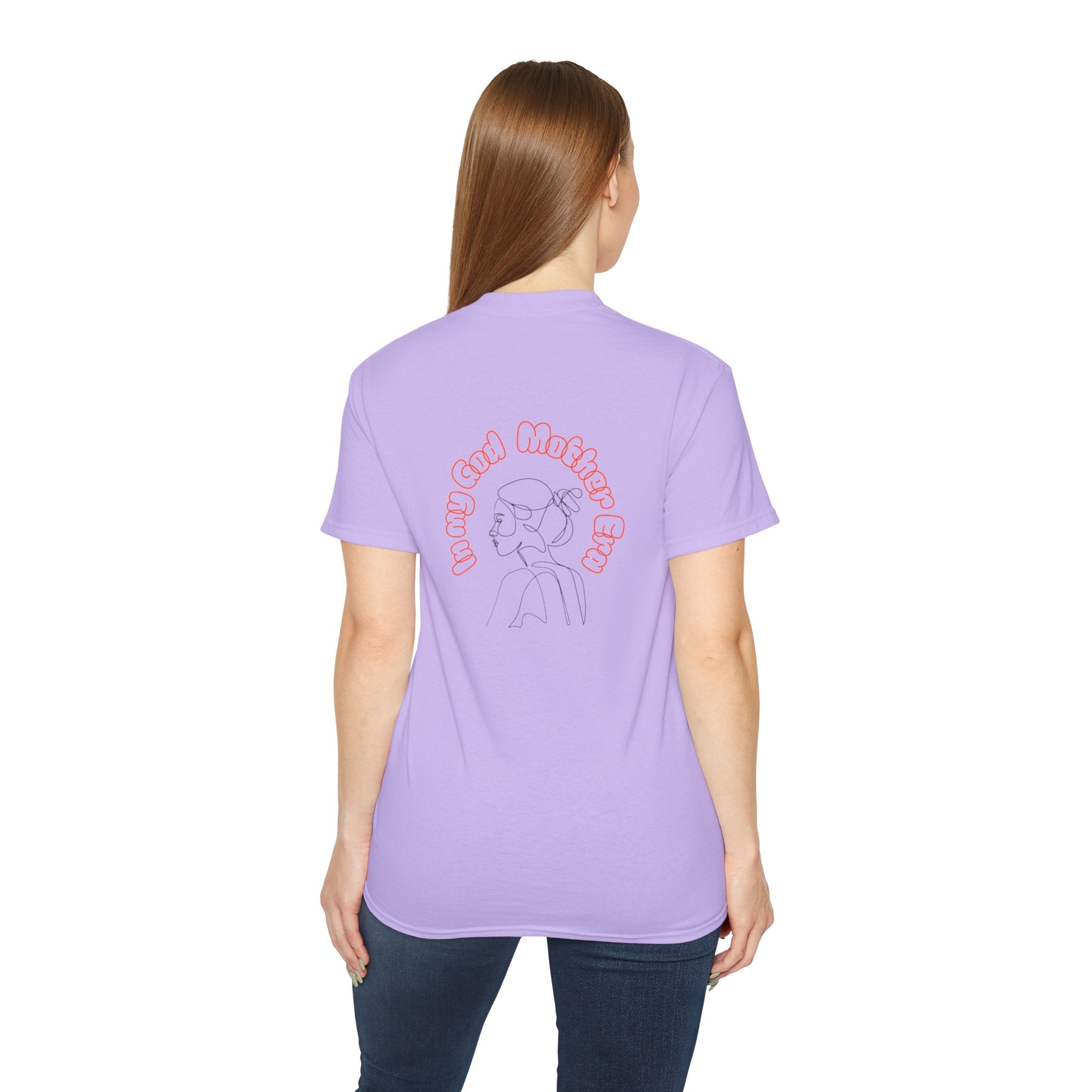 Retro Line Art 'My God Mother' Cotton Tee