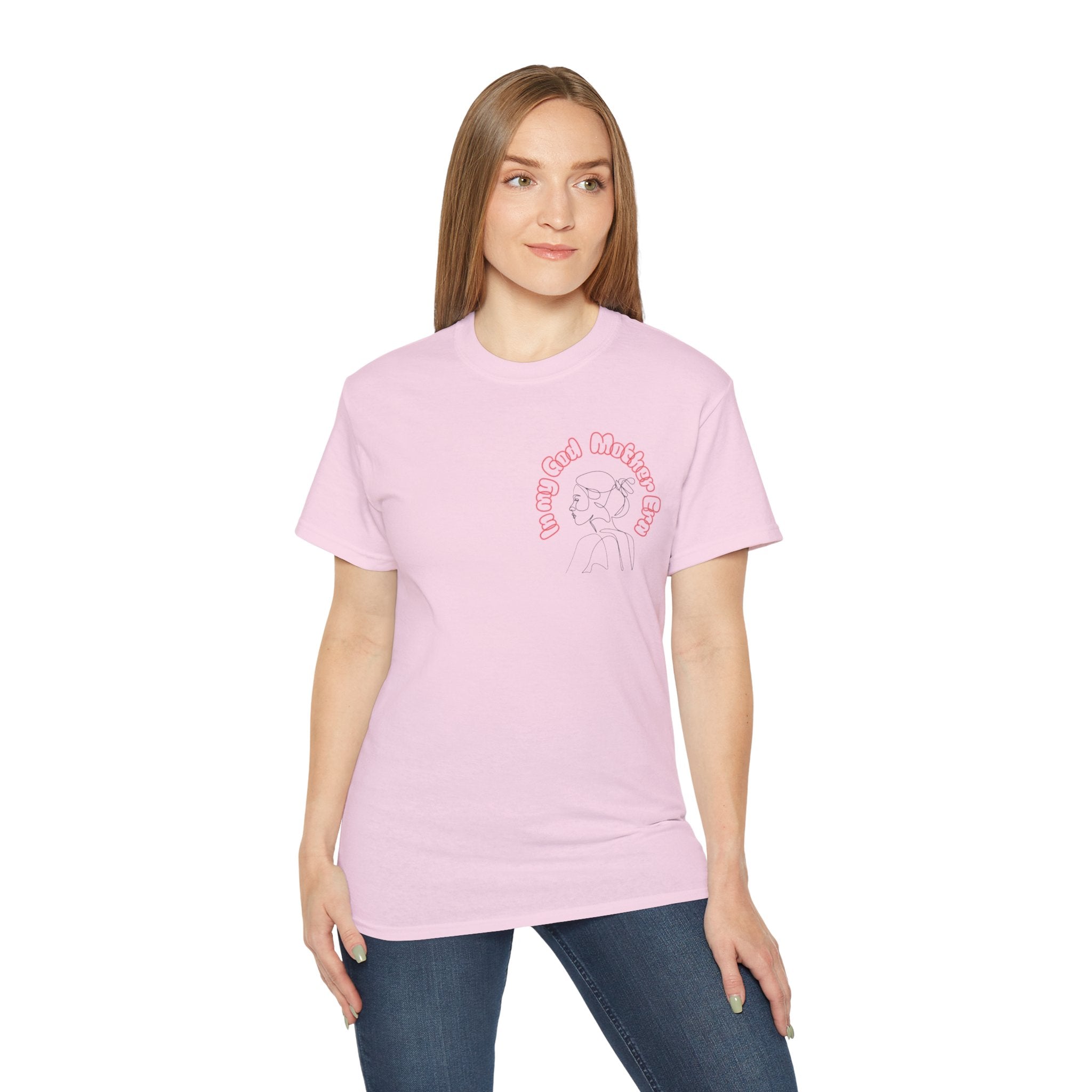 Retro Line Art 'My God Mother' Cotton Tee