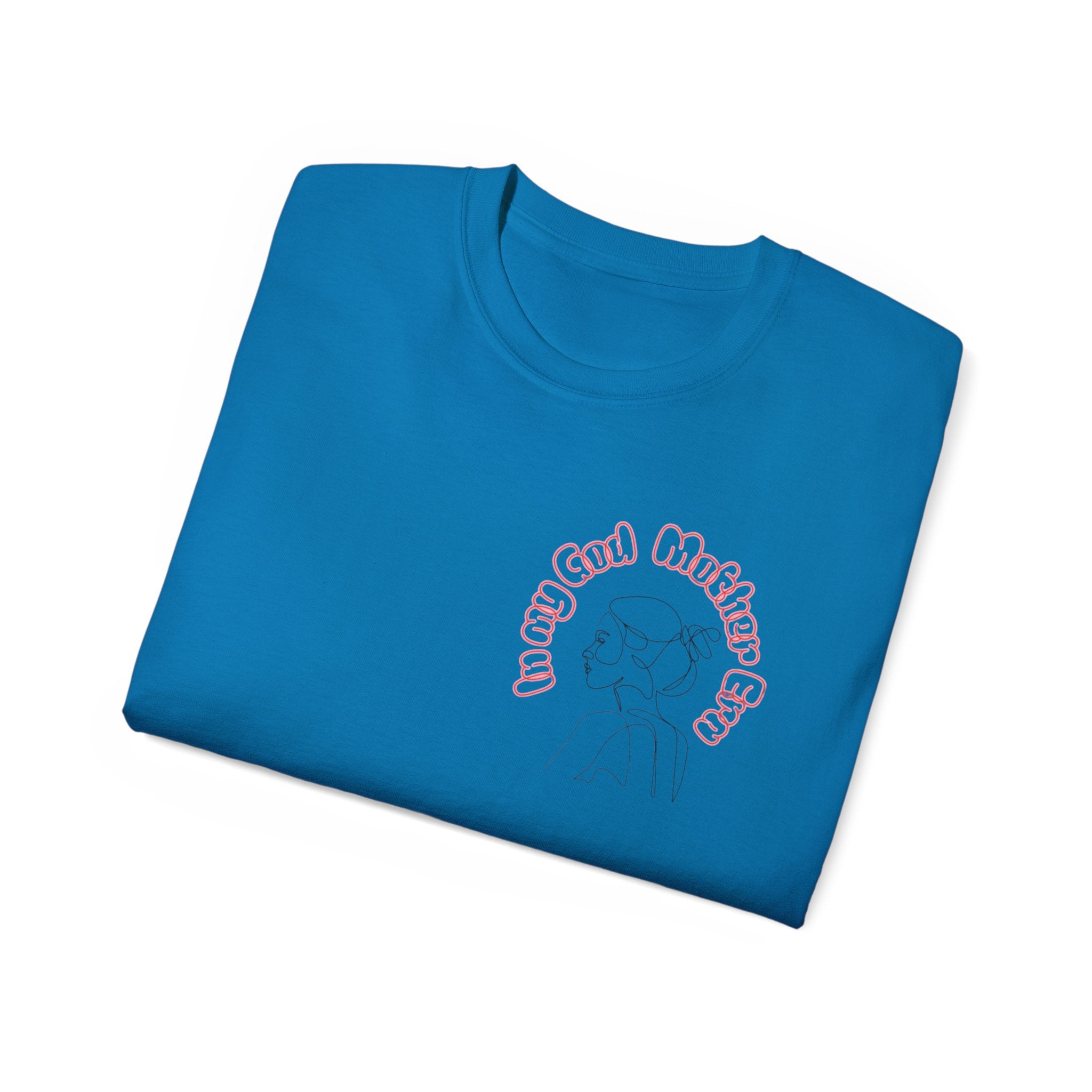 Retro Line Art 'My God Mother' Cotton Tee