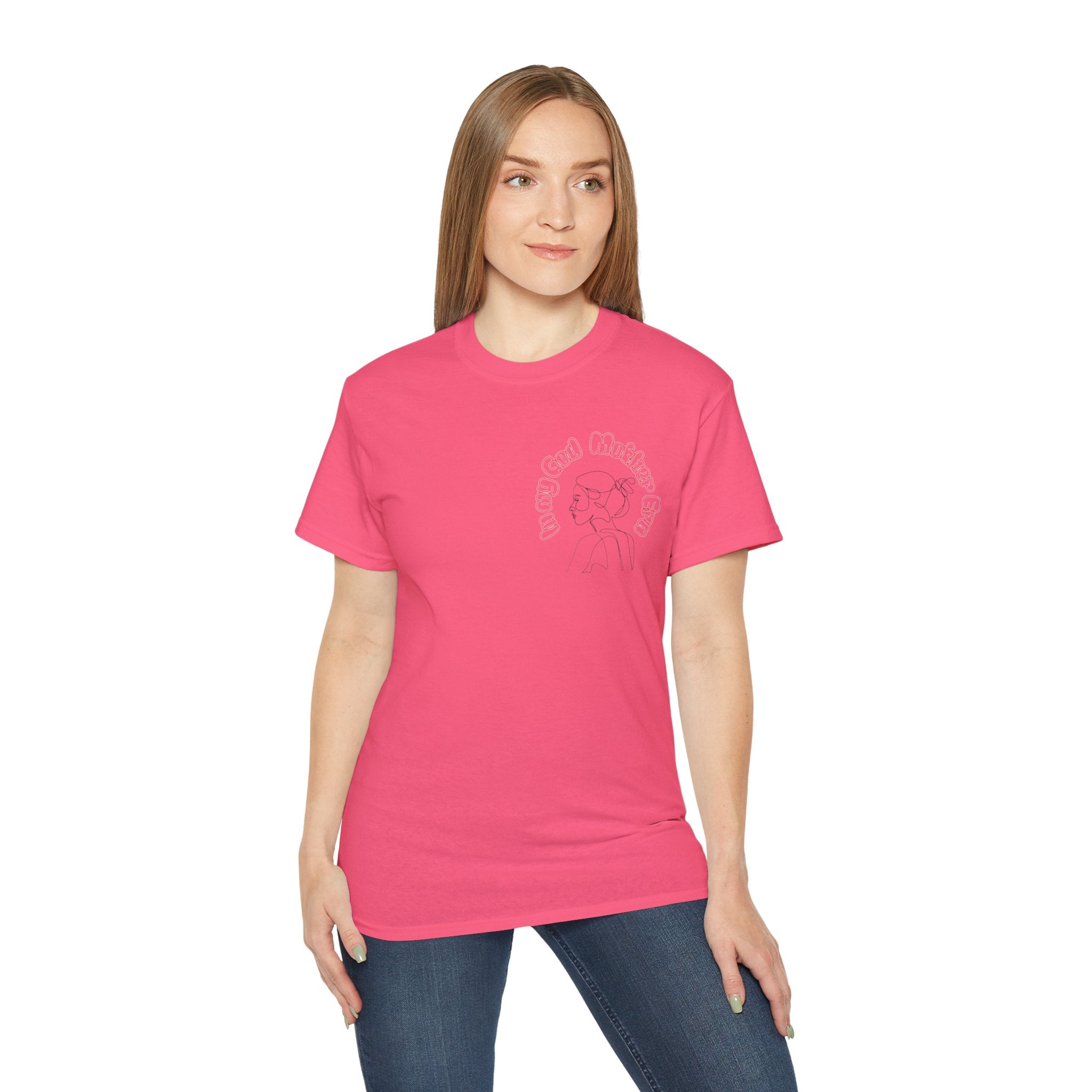 Retro Line Art 'My God Mother' Cotton Tee