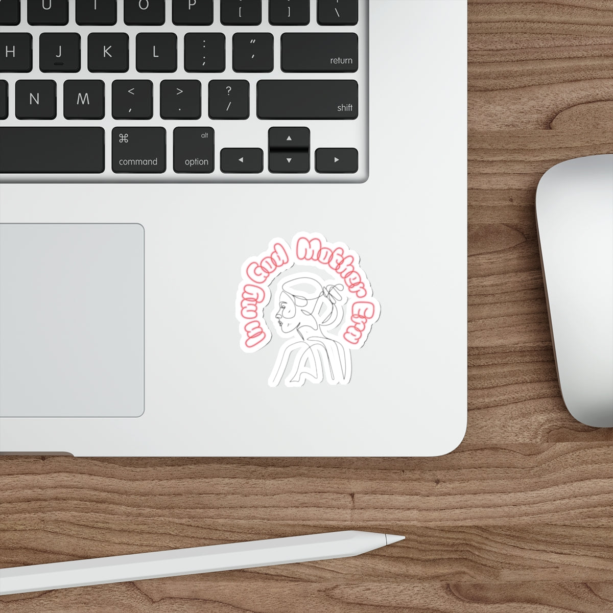 Die-Cut Sticker — "In My God Mother Era" Retro Line Art Girl, Pink Vinyl Laptop Sticker