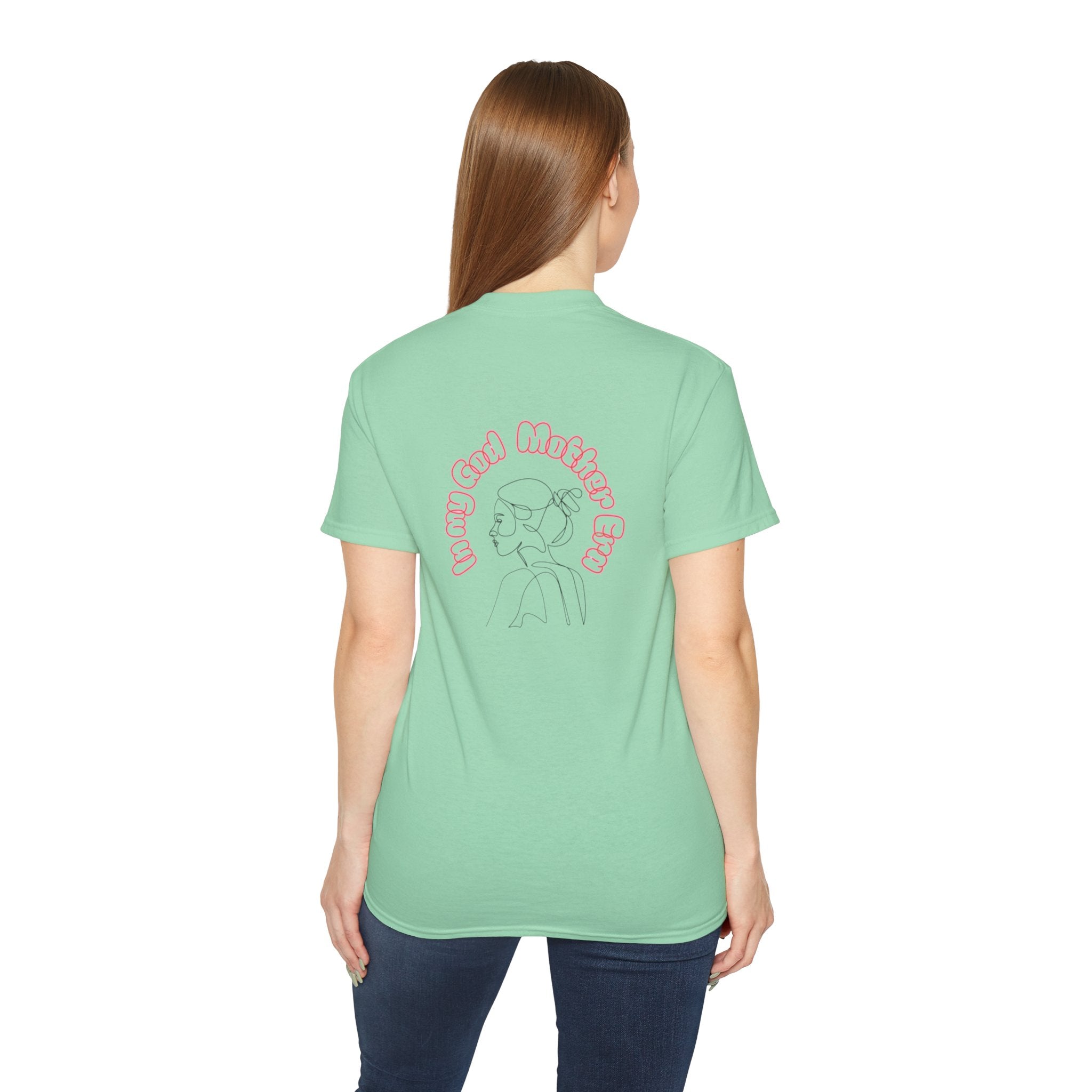Retro Line Art 'My God Mother' Cotton Tee