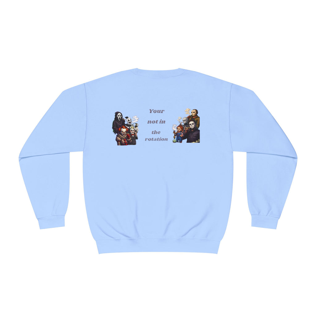 Creepy Family Portrait Sweatshirt — "You’re Not in the Rotation" Horror Crewneck