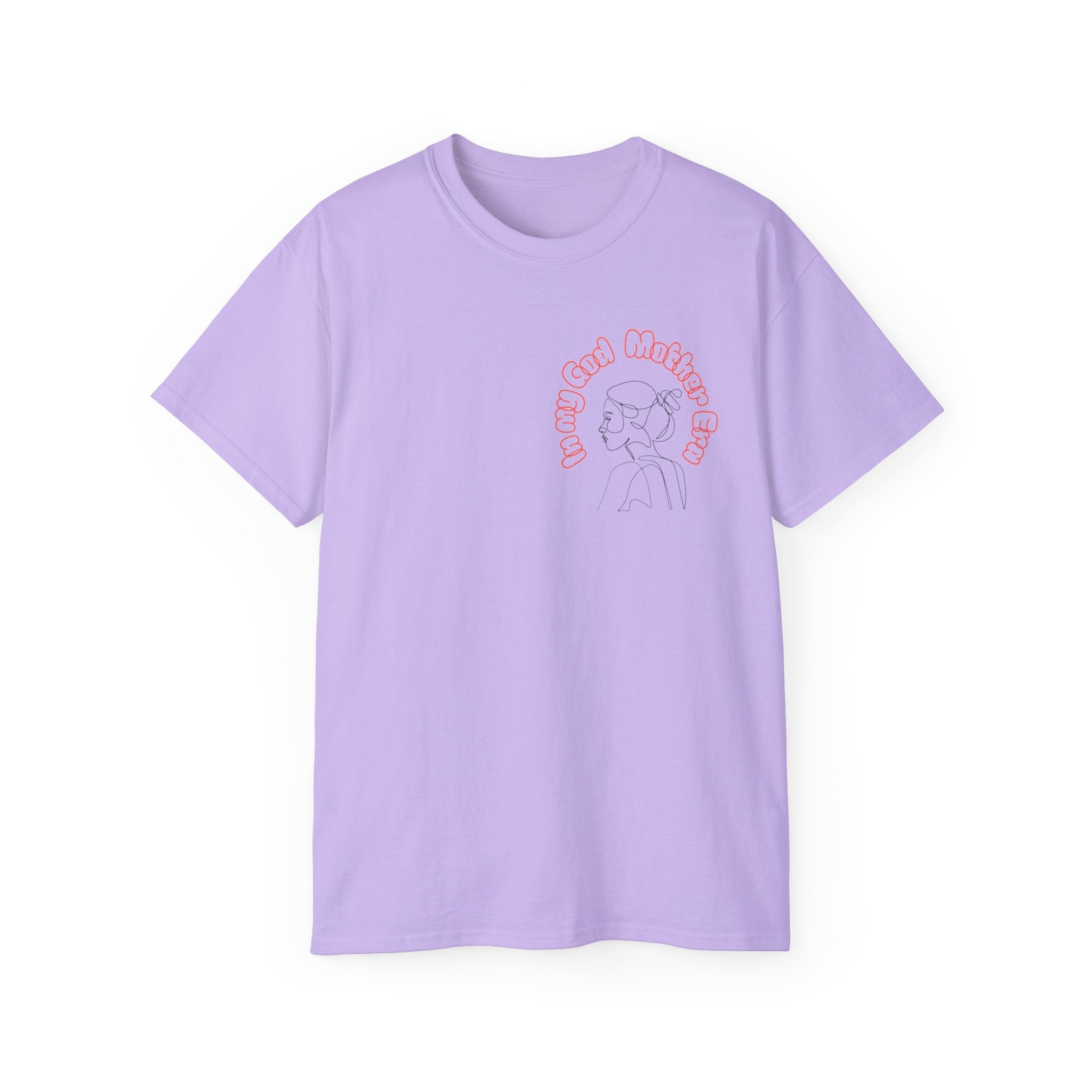 Retro Line Art 'My God Mother' Cotton Tee