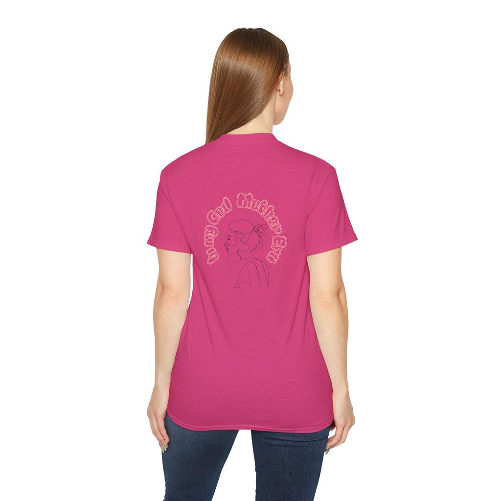 Retro Line Art 'My God Mother' Cotton Tee