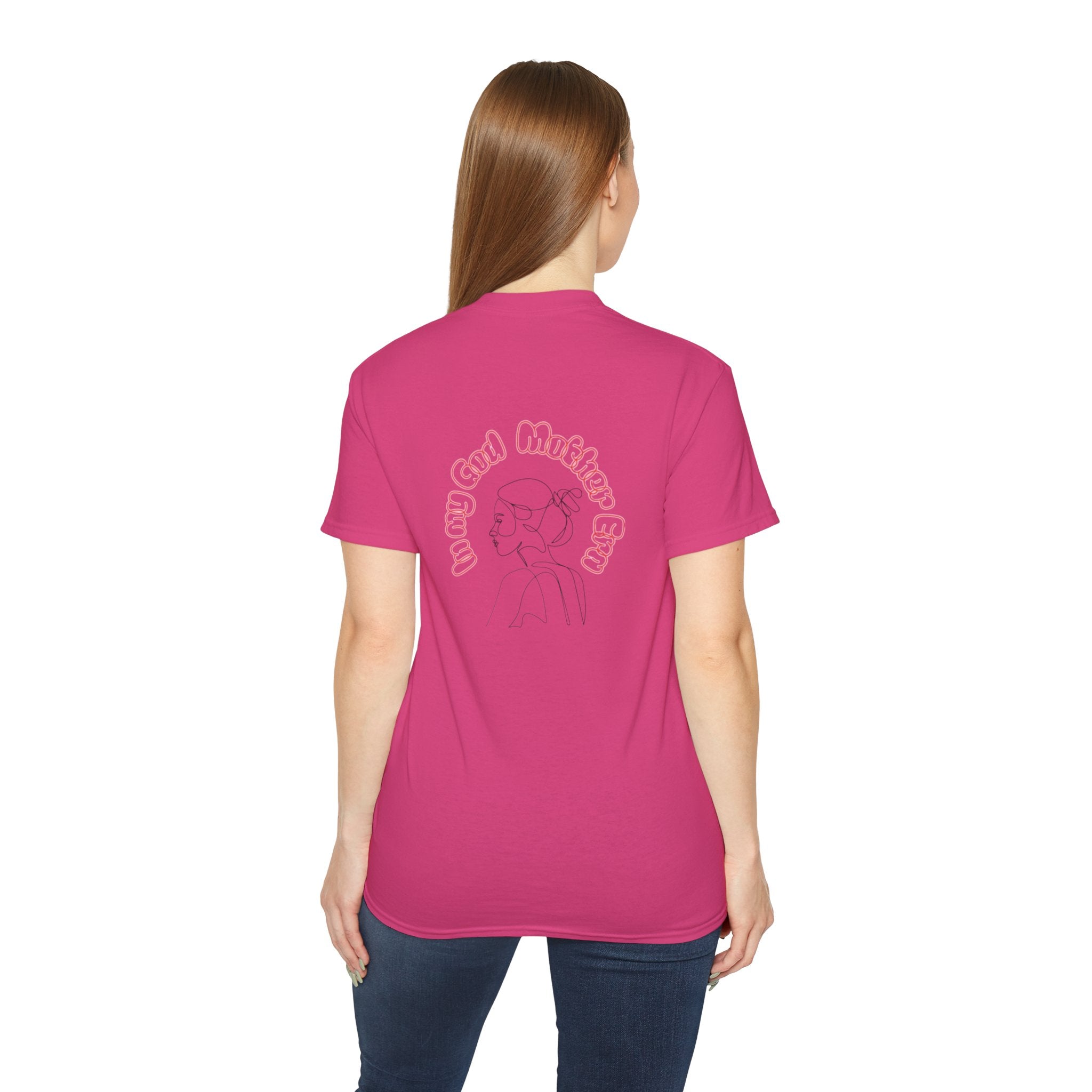 Retro Line Art 'My God Mother' Cotton Tee
