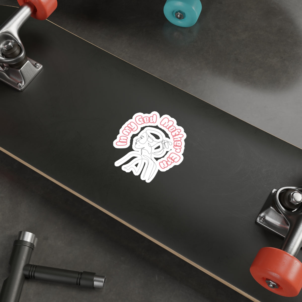 Die-Cut Sticker — "In My God Mother Era" Retro Line Art Girl, Pink Vinyl Laptop Sticker