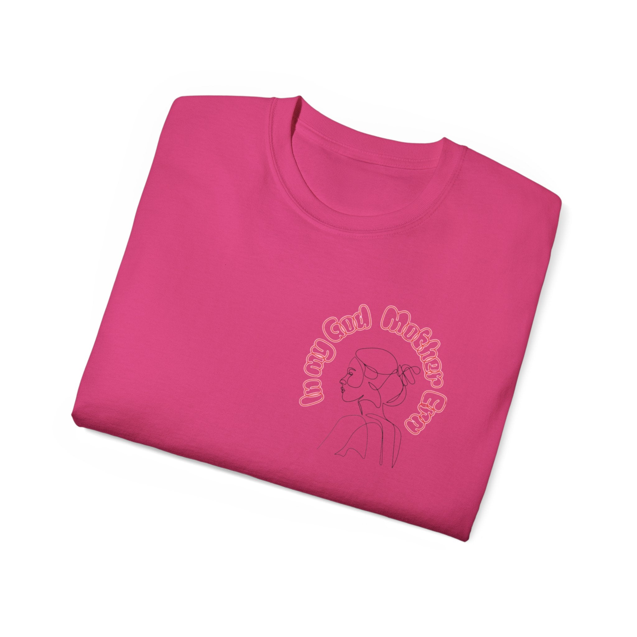 Retro Line Art 'My God Mother' Cotton Tee