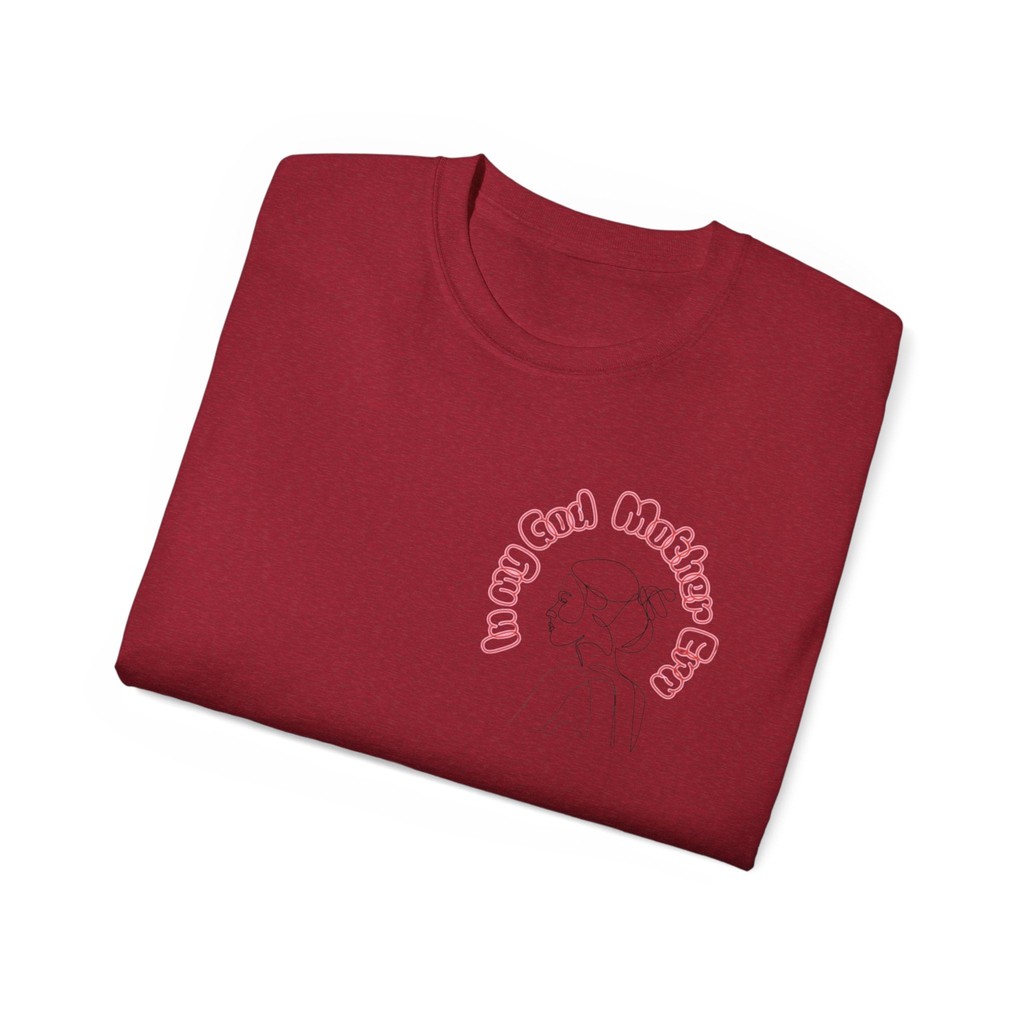 Retro Line Art 'My God Mother' Cotton Tee