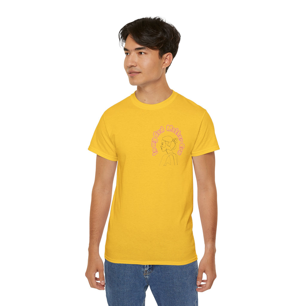 Retro Line Art 'My God Mother' Cotton Tee