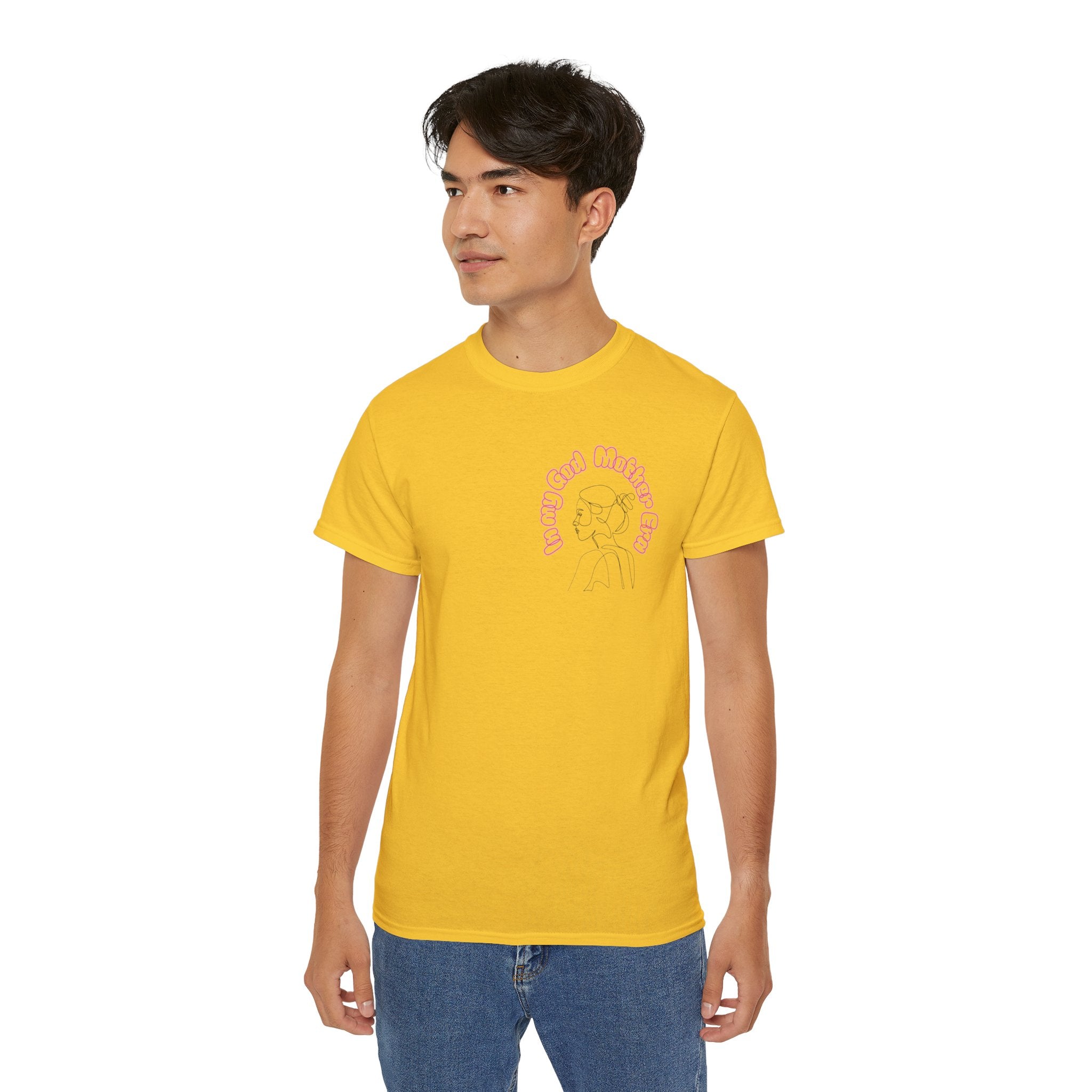 Retro Line Art 'My God Mother' Cotton Tee