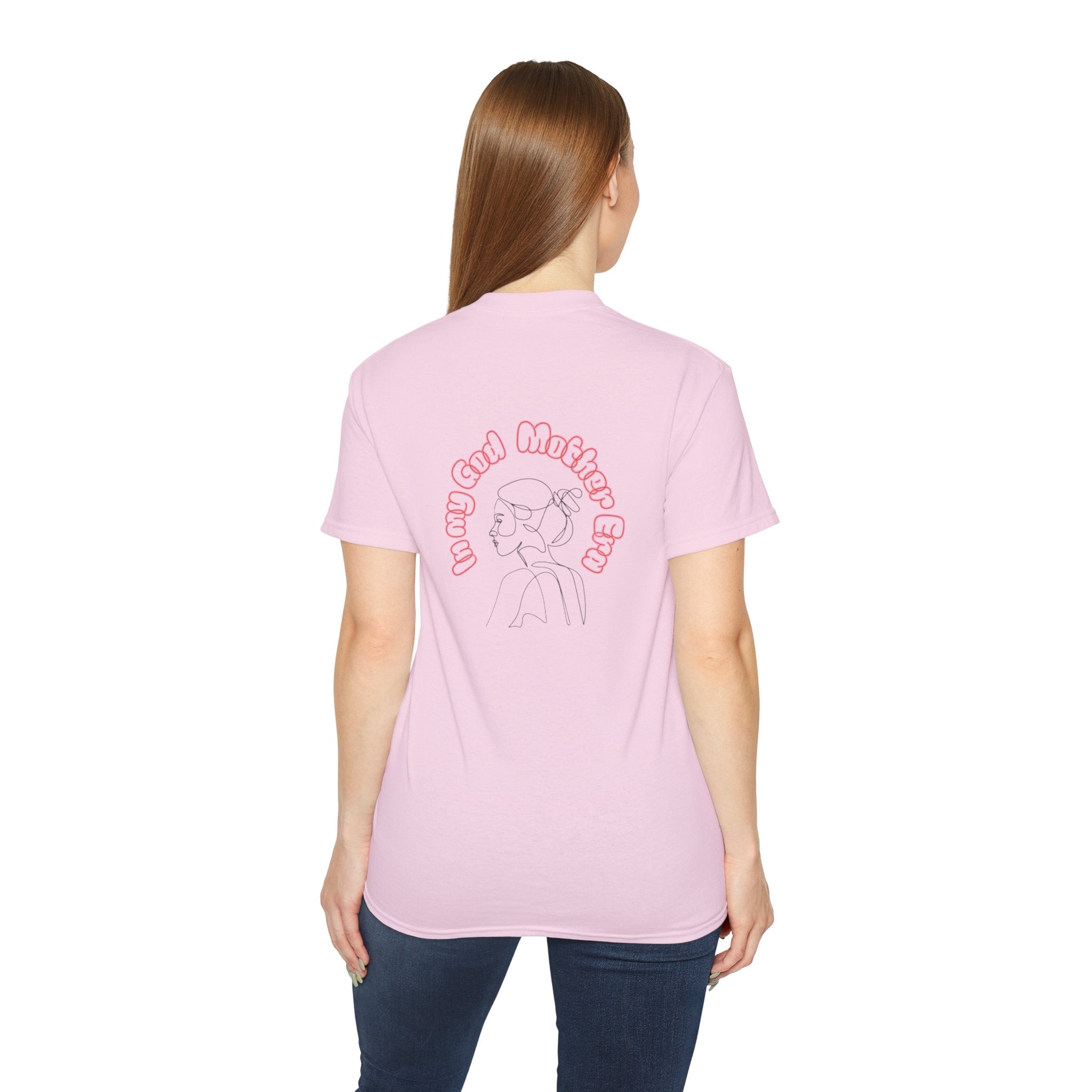 Retro Line Art 'My God Mother' Cotton Tee